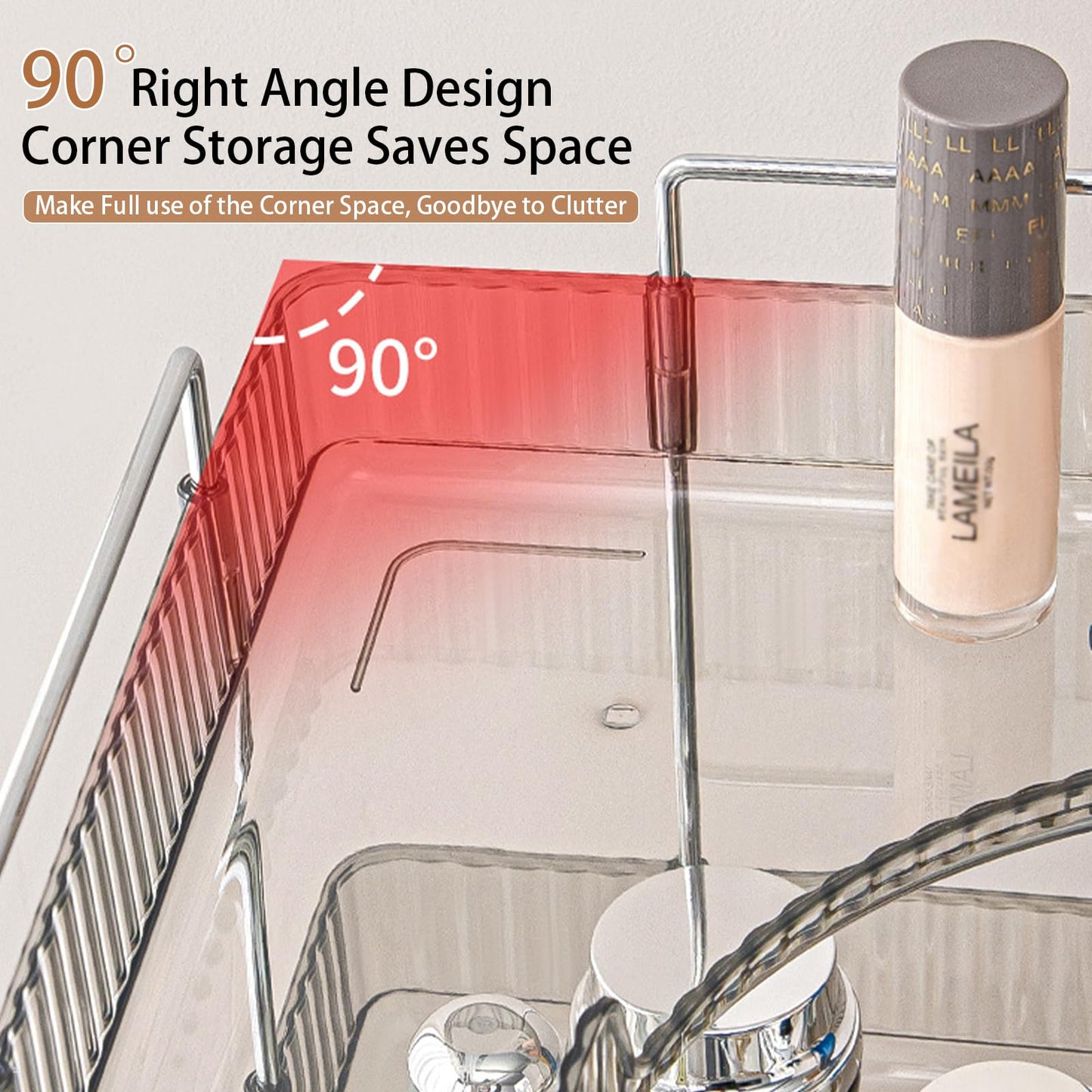 3-Tier Bathroom Organizer Countertop, Makeup Cosmetic Storage Shelf, Countertop Vanity Organizer Tray for Cosmetics, Toiletries, Lotions, Perfumes