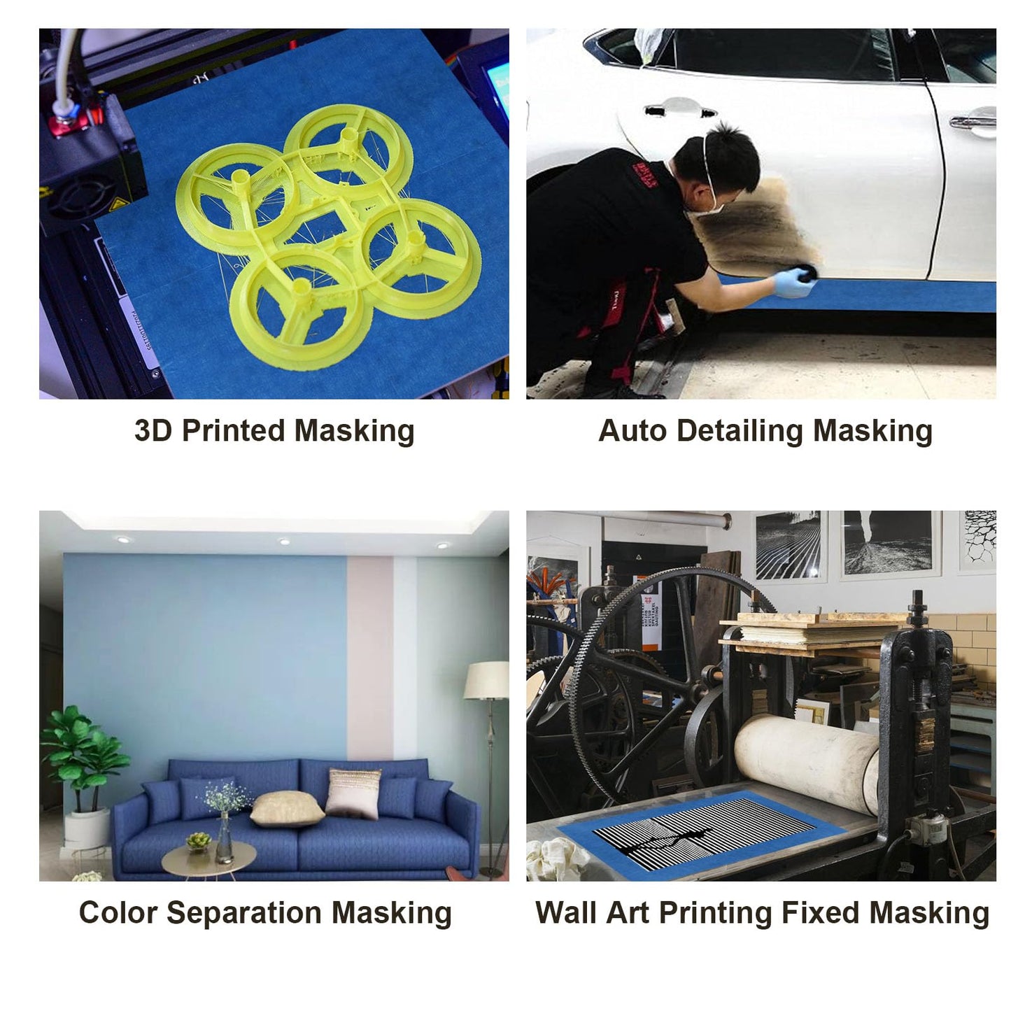 BOMEI PACK Wide Blue Painters Tape, 60 Yards, 3D Printing Tape, Easy Clean Removal up to 21 Days, Masking Tape (12 inch x 60 Yards)