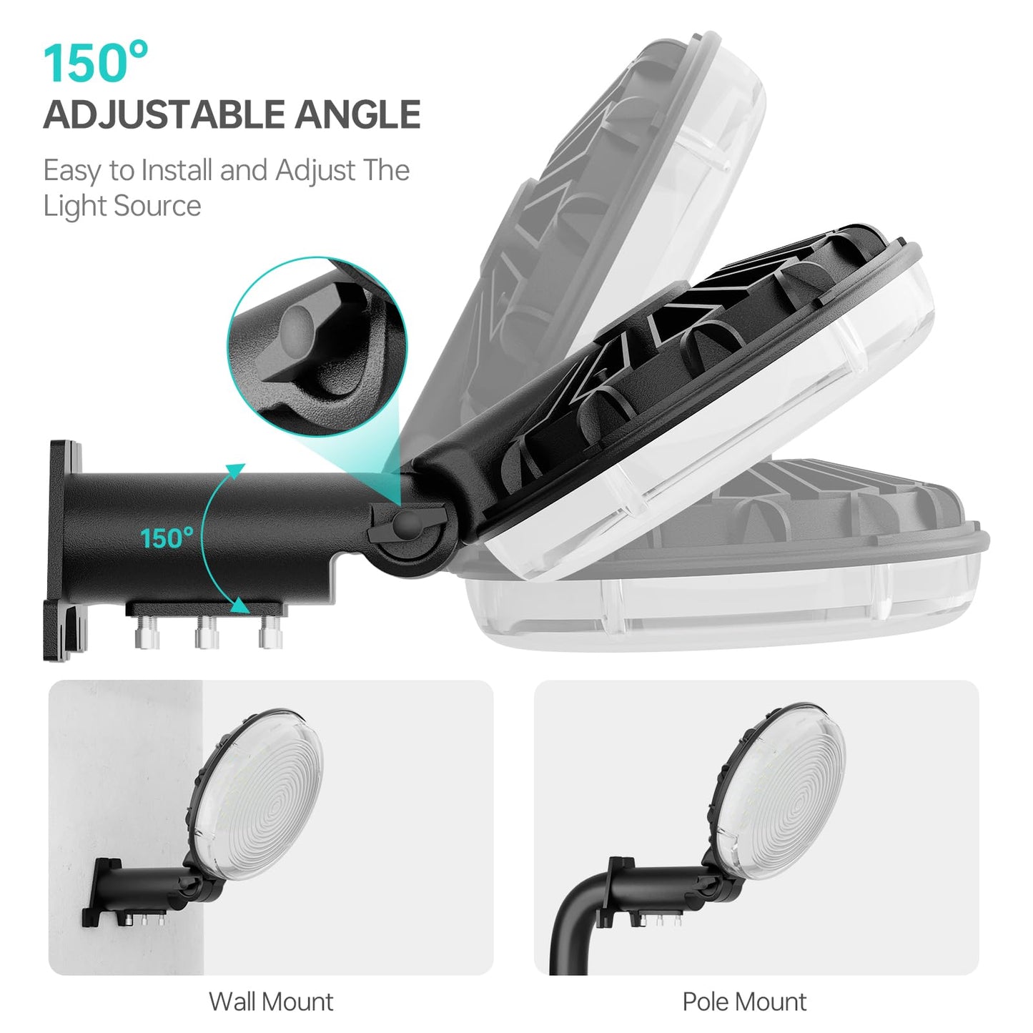 LED Barn Light, 150W Dusk to Dawn LED Outdoor Light with 20000LM 6500K Daylight, IP66 Waterproof Security Exterior Street Light with 150°Adjustable Angle, Ultra-Bright & Easy to Install