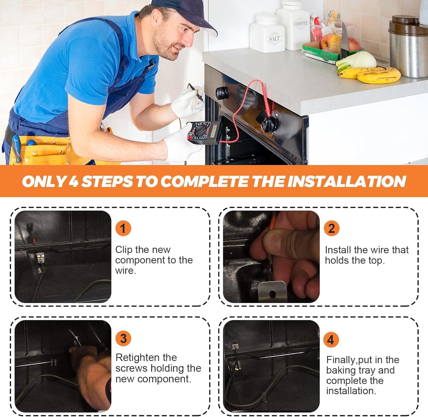 316075104 Oven Bake Element Compatible with Electrolux, Frigidaire, Gibson, Kelvinator, Westinghouse, Replacement for 316075103, 316282600, 09990062, 316075100 1PACK