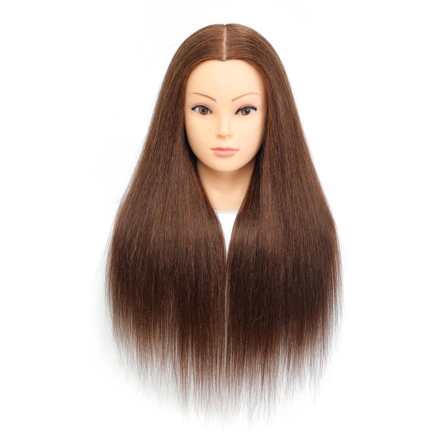 BLTYXT 20-22'' Mannequin Head with Real Human Hair Long Straight Hair Hairdressing Practice Training Head Cosmetology Hair Styling Head