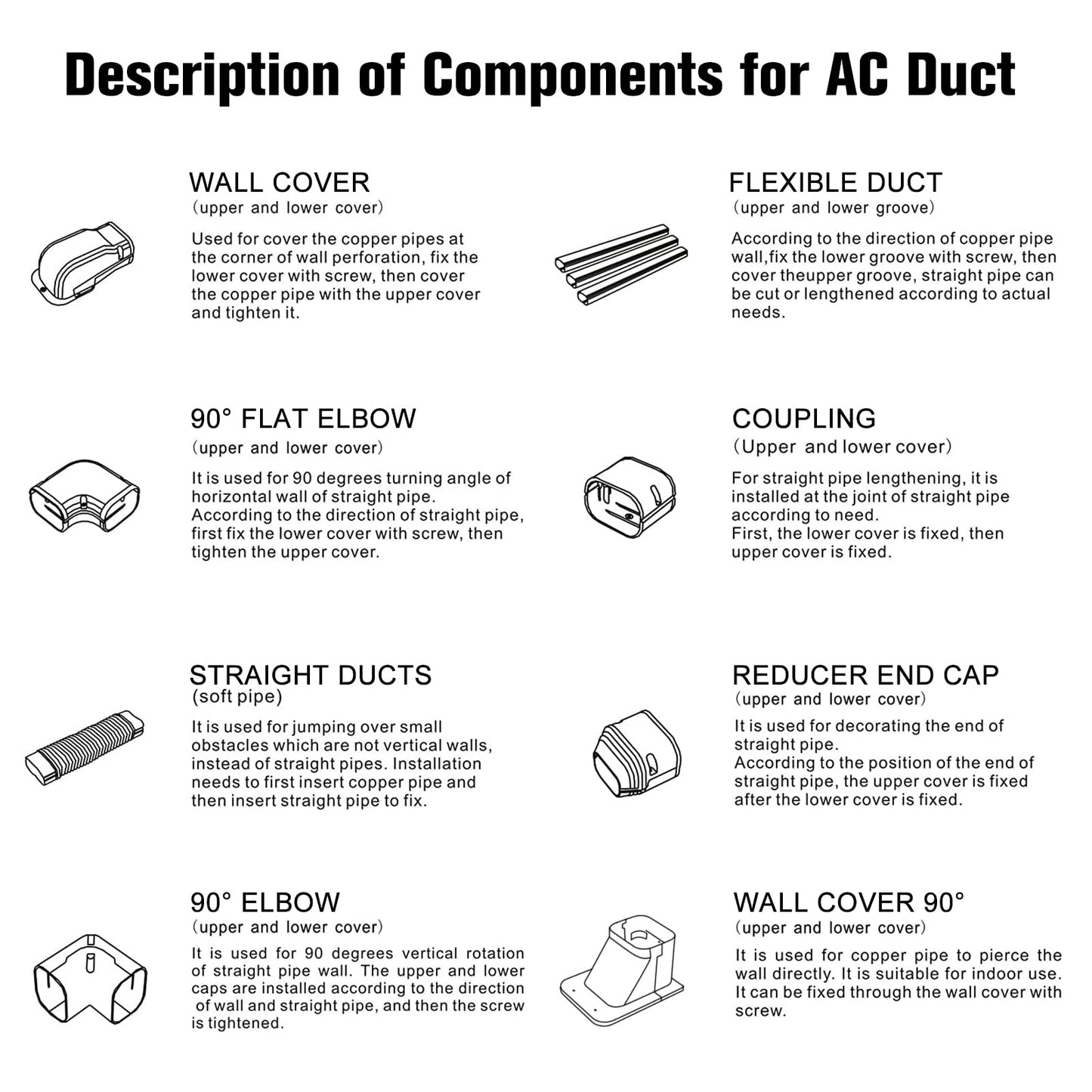 BEWAVE Air Conditioner Line Cover Kit, Decorative PVC Line Cover Kit for Mini Split Air Conditioners and Heat Pumps 3" Wx16.1' L