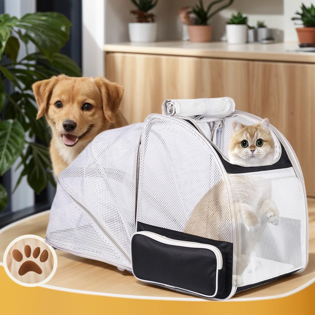 Back Expandable Pet Carrier Backpack for Cats, Small Puppies,Fully Ventilated Mesh, Most Airline Approved, Designed for Travel, Hiking, Walking & Outdoor Use