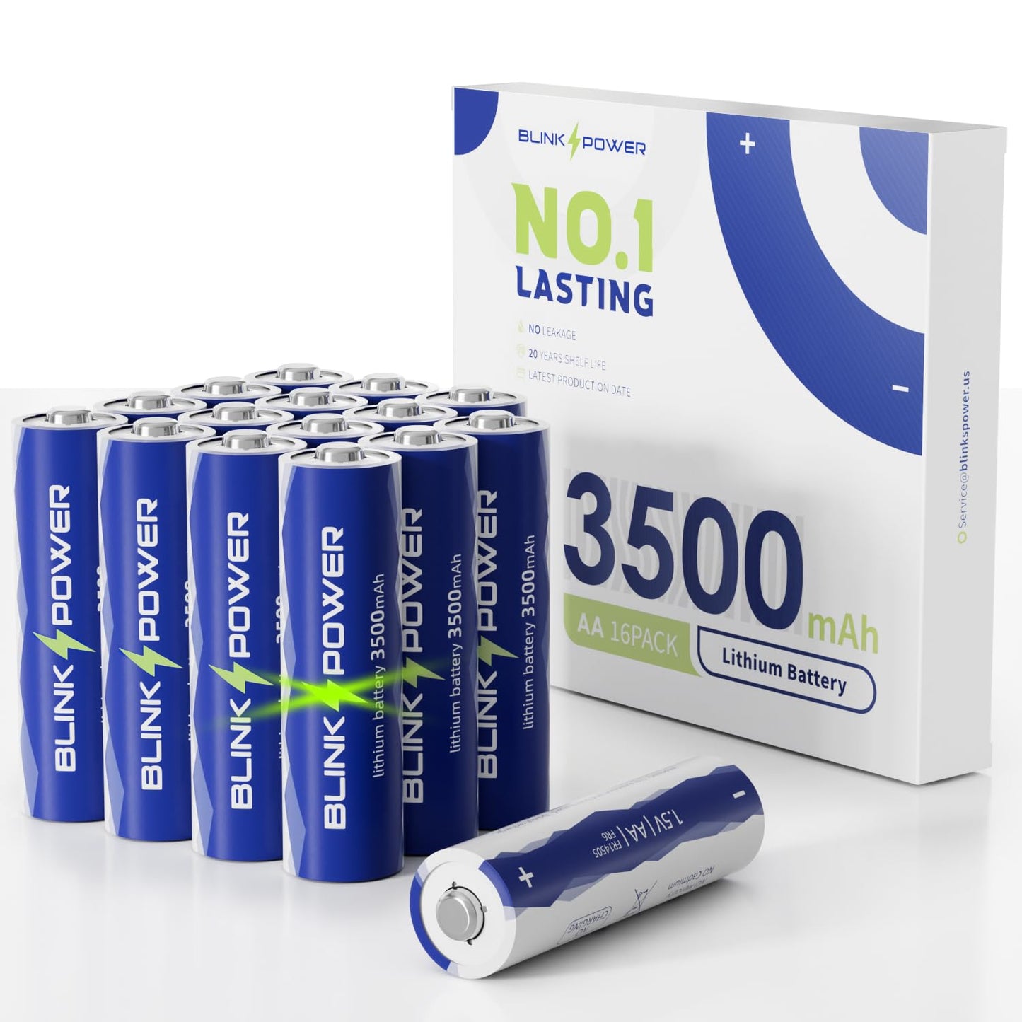 Blinkspower™ Lithium Batteries AA 16 Pack, 3500mAh NO.1 Lasting 1.5V Double A Battery【Non-Rechargeable】