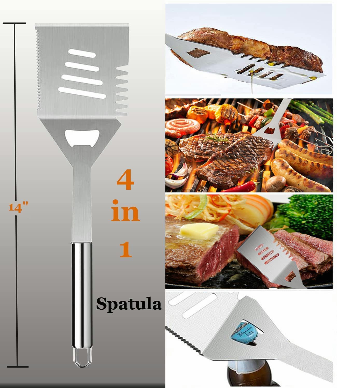 MUJUZE BBQ Accessories,20pcs BBQ Tools Set,Grilling Gifts for Men Dad Fathers Day,Stainless Steel BBQ Tools for Men with Apron,BBQ Utensil Set,Grill Tools Set for Outdoor,Camping,Backyard