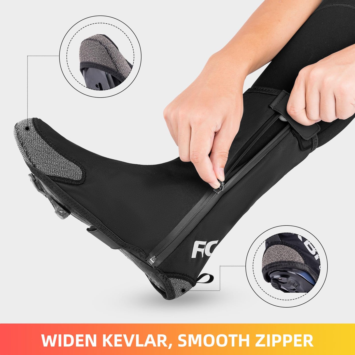 ROCKBROS Heated Cycling Shoe Covers Winter Bike Shoes Cover for Cold Weather with 5000mAh Battery Warmer Thermal Windproof Bicycle Overshoes Shoescover for Men and Women Black