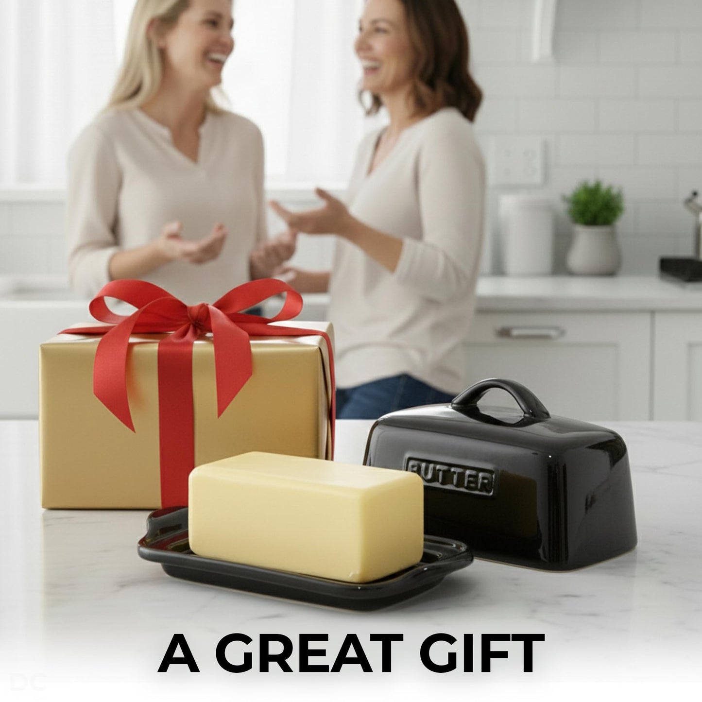 Zulay Butter Dish with Lid – Large 1 lb Canadian Size, Black Porcelain Butter Tray & Butter Container for Countertop or Refrigerator - Black