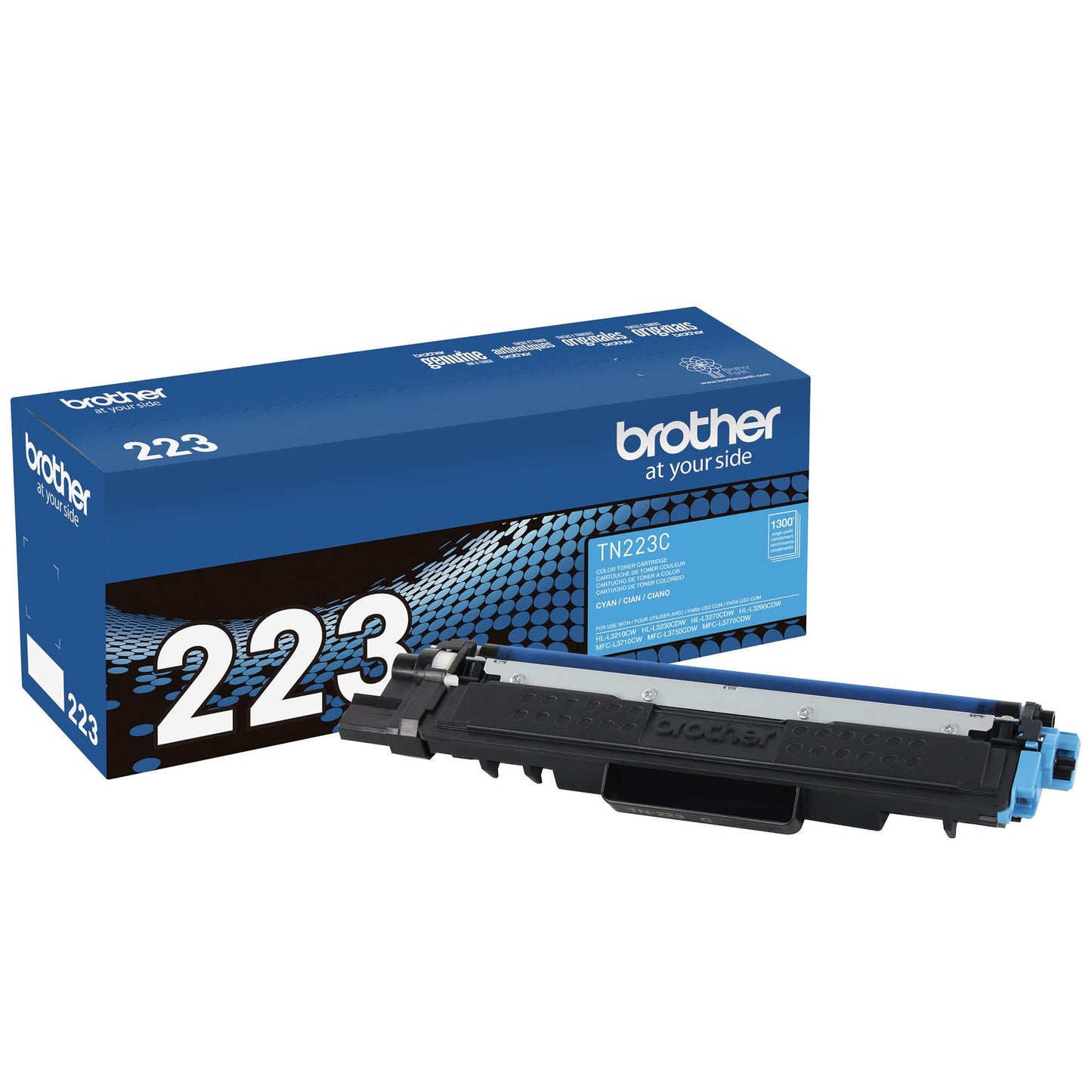 Brother original TN223C Standard Yield Cyan Toner Cartridge, original toner replacement cartridges, toner for Brother laser printers HL-L3210CW, HL-L3270CDW, MFC-L3710CW, MFC-L3750CDW, and more
