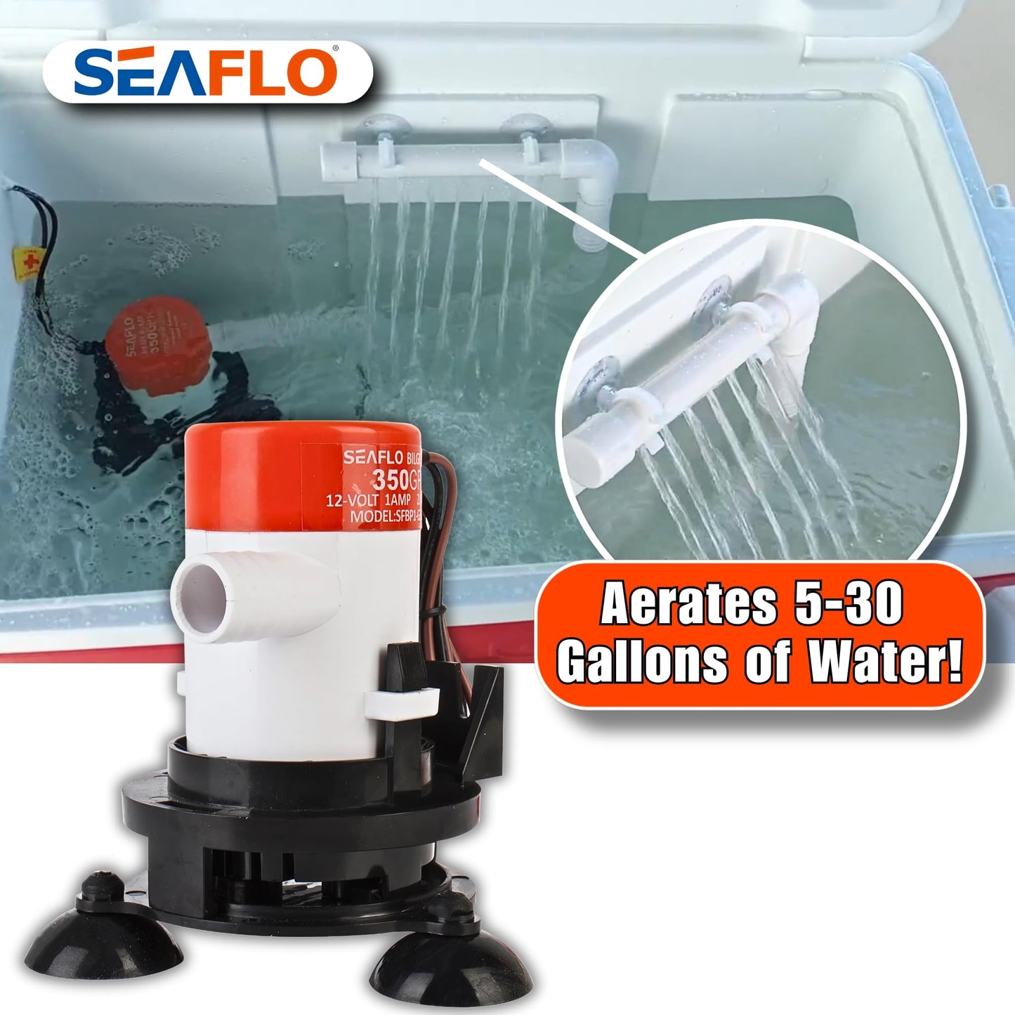 Seaflo-Portable 12v Livewell Aeration Pump System Kit for Boats