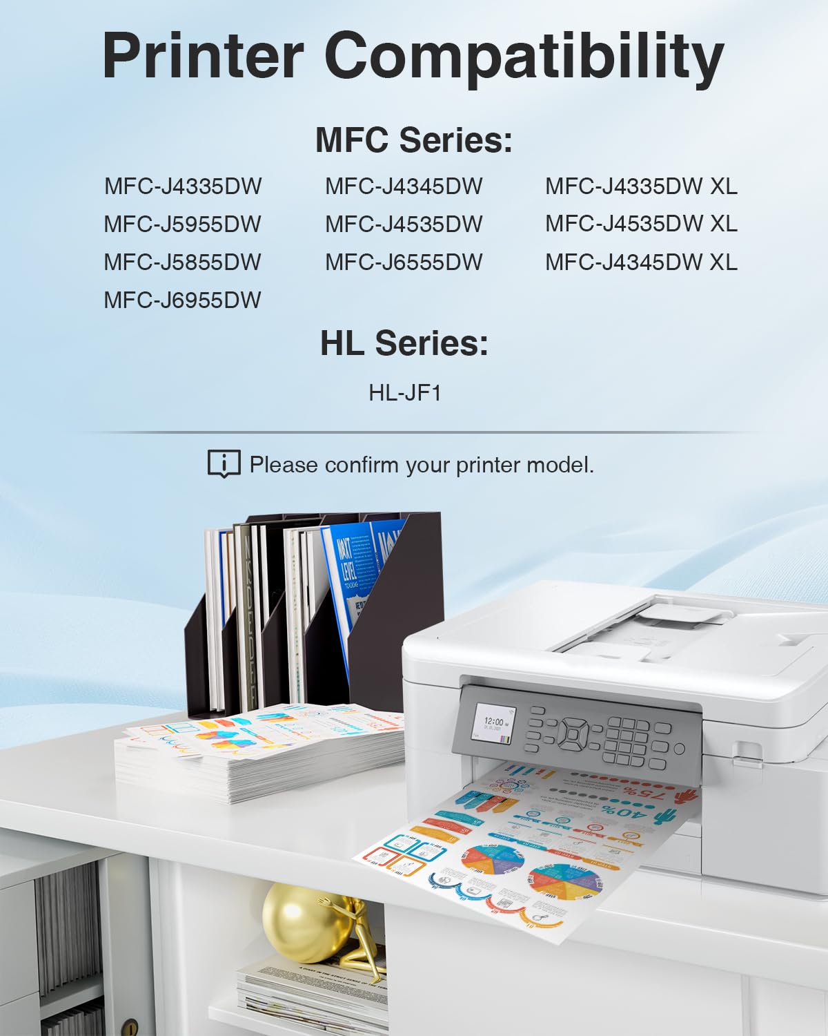 LC406XL Ink Cartridges Compatible with Brother LC406XL LC 406 XL High Yield Work with Brother MFC-J4335DW MFC-J4535DW MFC-J5855DW MFC-J6955DW MFC-J6555DW Printer (4 Pack, Black, Cyan, Magenta, Yellow)