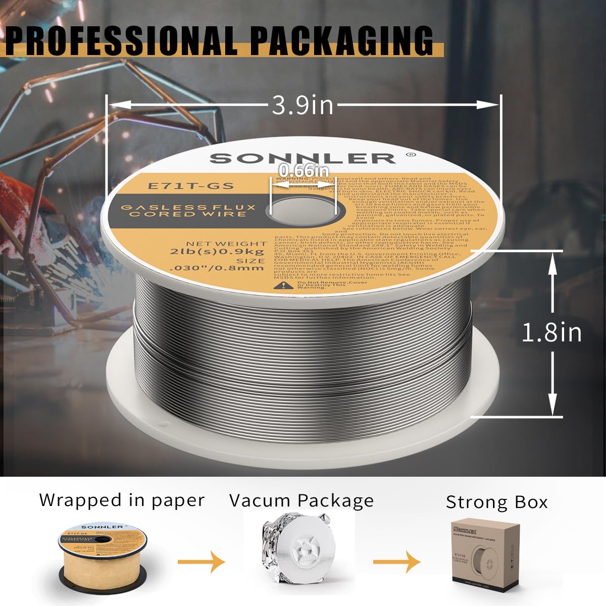3 Pack .030 Flux Core Welding Wire, SONNLER Mig Welding Wire, 2Lbs Low Splatter Mild Steel E71T-GS Wire Compatible with HF Fourney Harbor Welder(3 Pack)