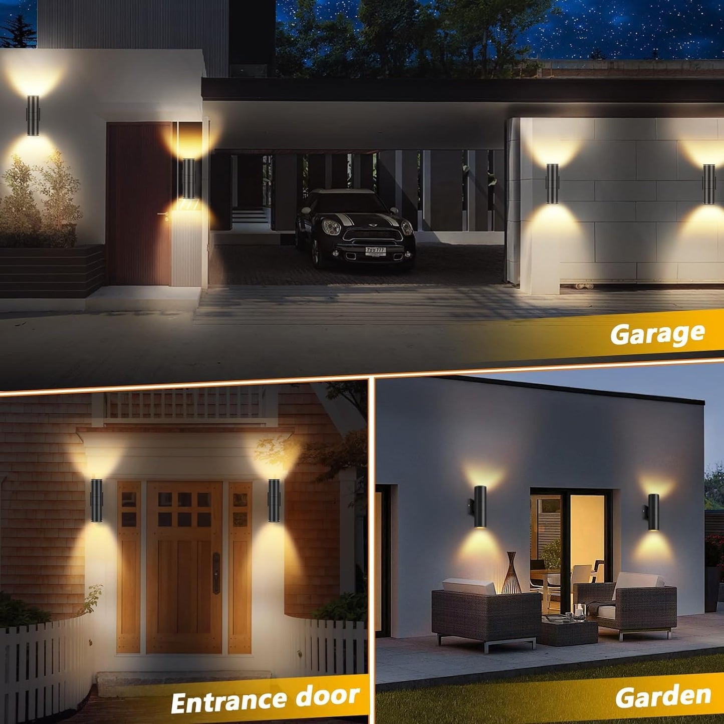 HCIDNLI Outdoor Lights Wall Mount, Modern Cylinder Exterior Wall Light Fixtures, Matte Black up and Down Porch Lights Waterproof Wall Sconce Outside Lights for House 4 Pack