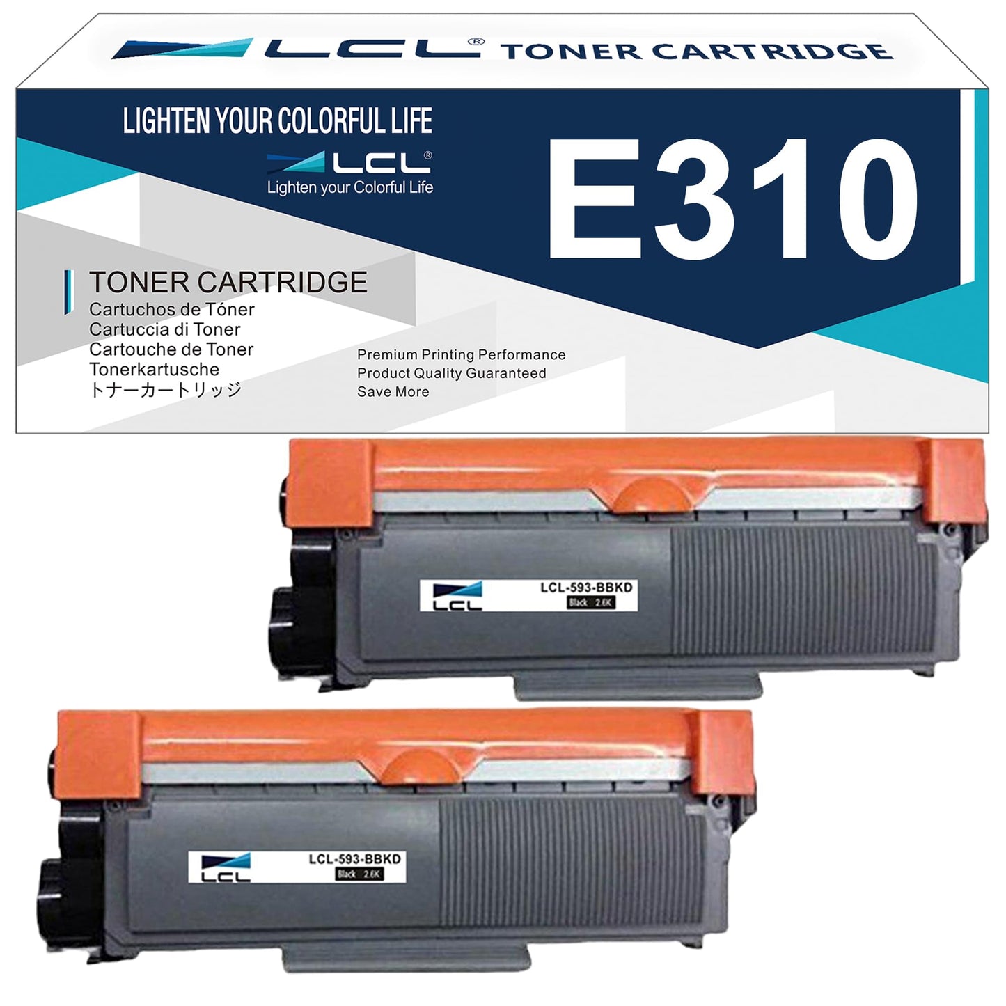 LCL Compatible Toner Cartridge for Dell 593-BBKD P7RMX (2-Pack Black) for DELL E310DW E514DW E515DN E515DW