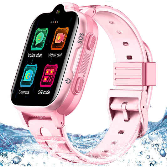 4G GPS Smart Watch for Kids,Smartwatch with Whatsapp Line Facebook TikTok, Waterproof Real-time Tracking Anti-Lost Video Phone Call Pedometer Voice Message Camera SOS Alarm Watch for Boys Girls Gifts