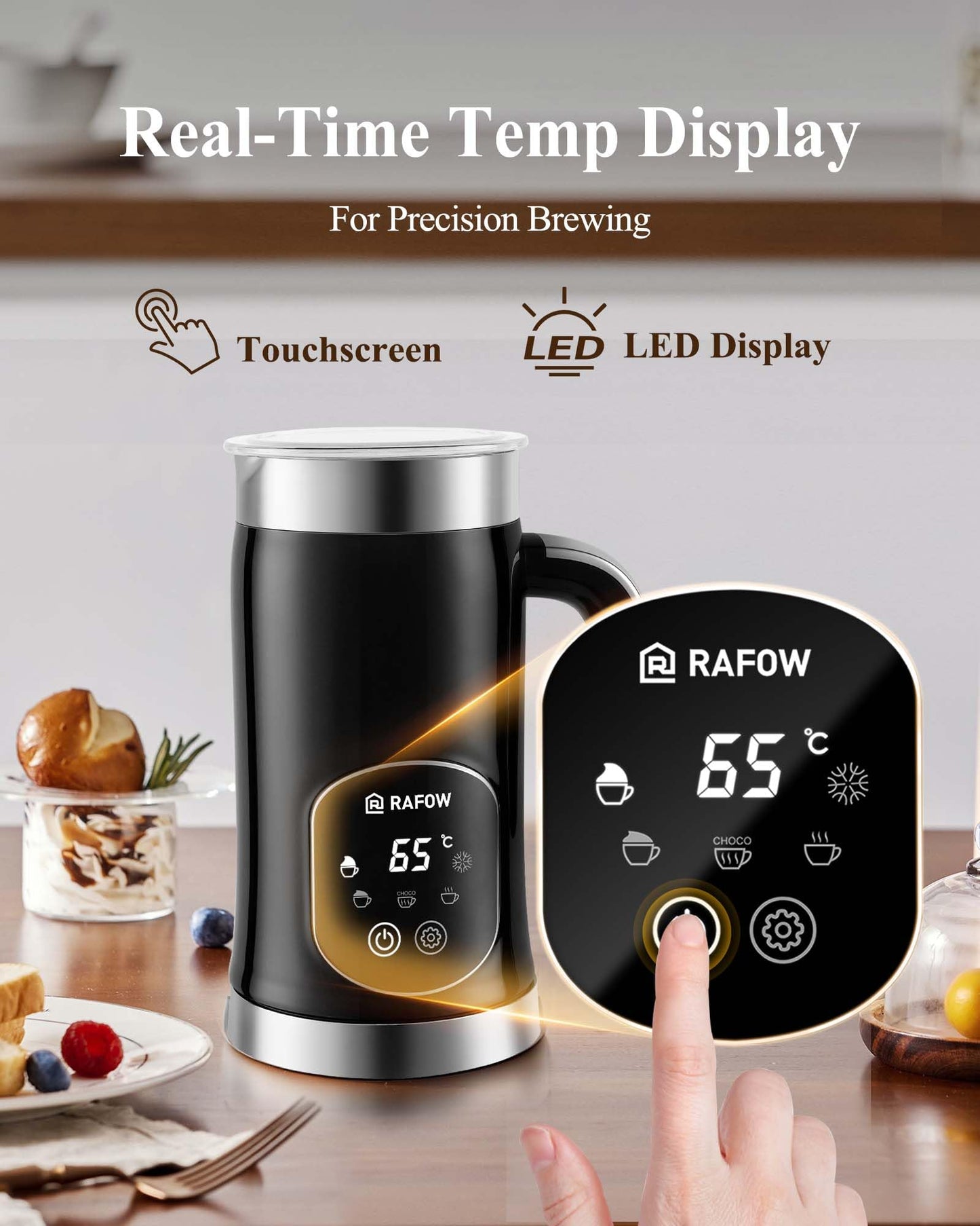 5-in-1 Milk Frother Electric Steamer: Automatic Magnetic Foamer with Hot Foam Cold Froth for Cappuccino Latte Matcha - 350ml Large Capacity Milk Warmer Chocolate Heater Stainless Steel