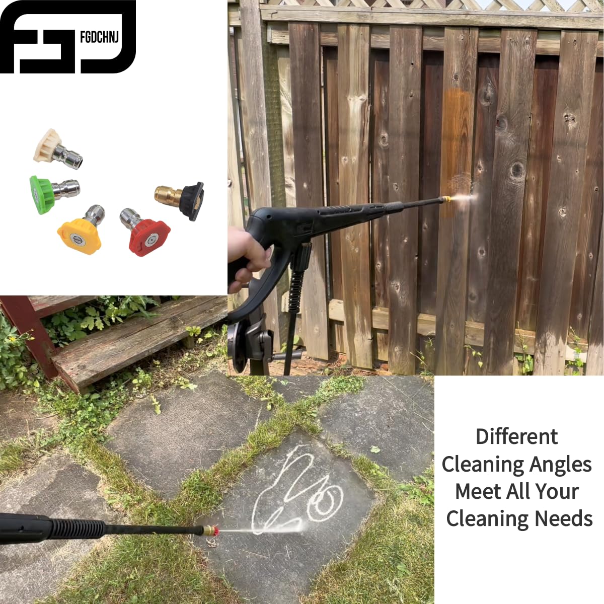 FGDCHNJ Pressure Washer Gun Replacement Power Spray Car Wash Gun with Extension Wand M22-15mm Thread Fitting 5 Nozzle Tips, 2320PSI 6.6GPM Compatible with Simoniz Green Works Karcher Power Washer