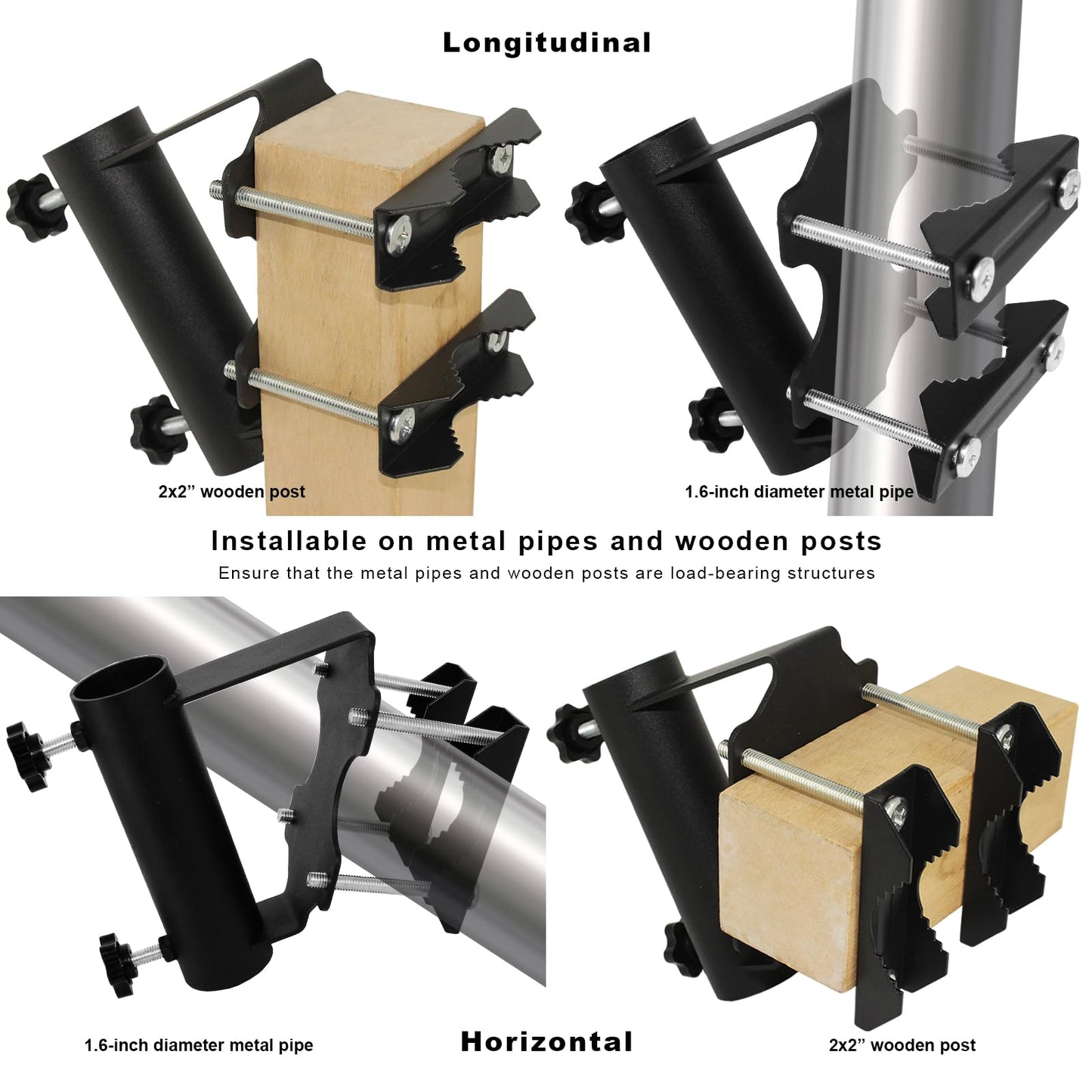 Flag Pole Holder Wall Mount Bracket Multifunctional Adjustable Flag Pole Holder Bracket,Heavy Duty Metal Flagpole Mount for House Balcony Railing Truck Deck 1.2" Inner Diameter Flag Pole Holder Clamp