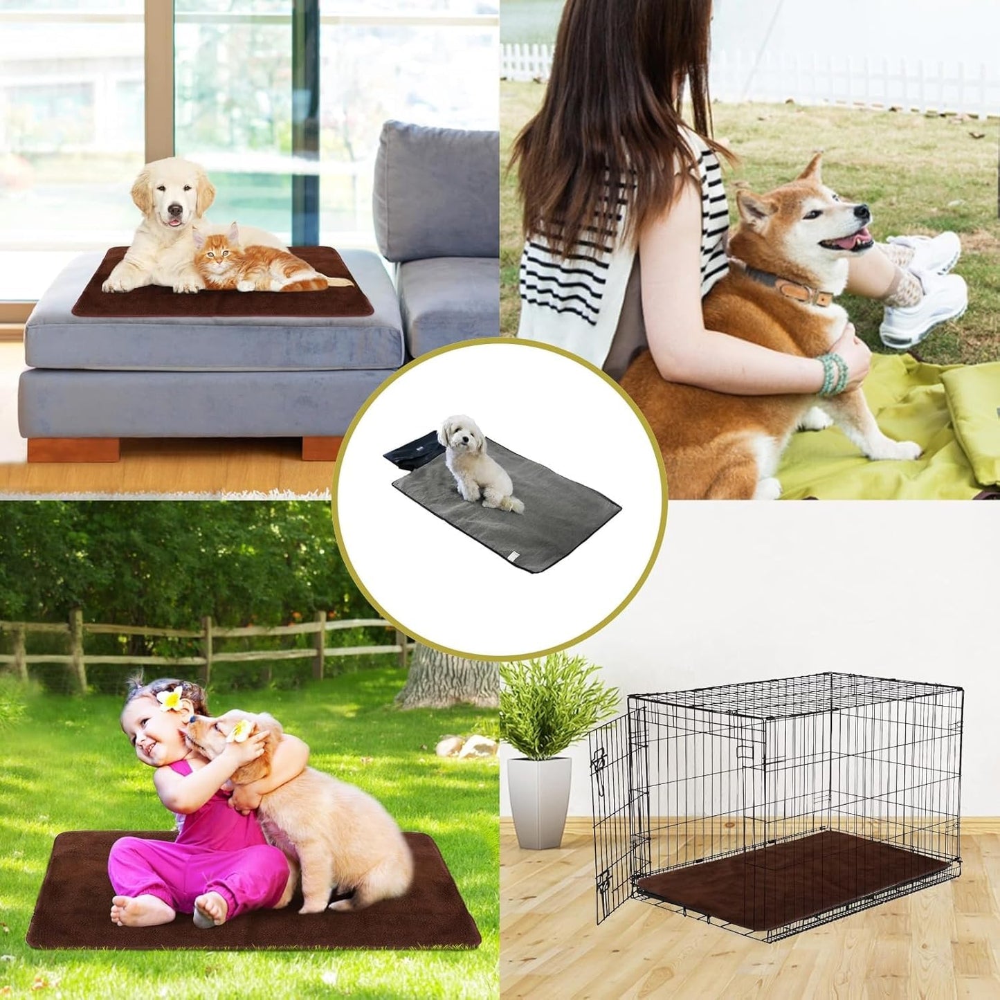 Zjyufy Travel Dog Bed Mat for Camping, Outdoor Dog Mat Pad, Portable Foldable Water Resistant Travel Dog Bed Mat for Small Medium Large Dogs