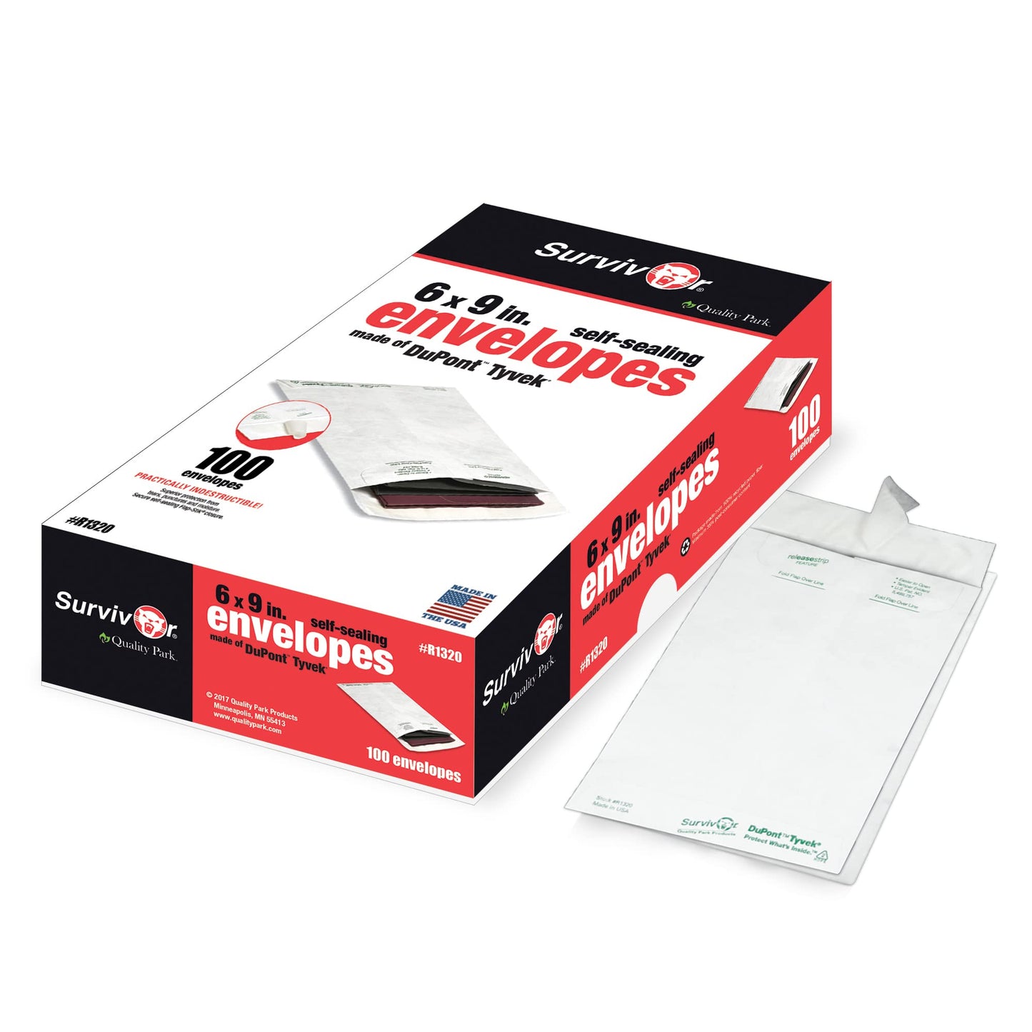 Quality Park Tyvek Catalog Envelope, 6-Inch X 9-Inch, White 100 Envelopes (R1320)