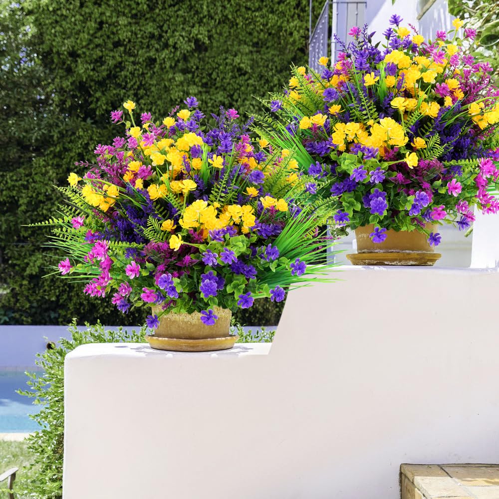 ZEOSTAR 20 Bundles Artificial Flowers Outdoor No Fade UV Resistant Fake Plants Faux Flowers for Garden Patio Porch Window Box Home Wedding Farmhouse Hanging Décor