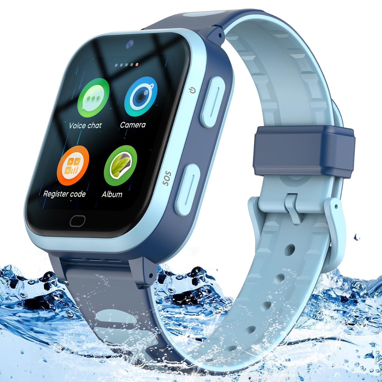 4G GPS Smart Watch for Kids,Kids Phone Smartwatch with Whatsapp Line,Anti-Lost Waterproof Video Phone Call Real-time Tracking Pedometer Voice Message Camera SOS Alarm Watch for Boys Girls Gifts(Blue)
