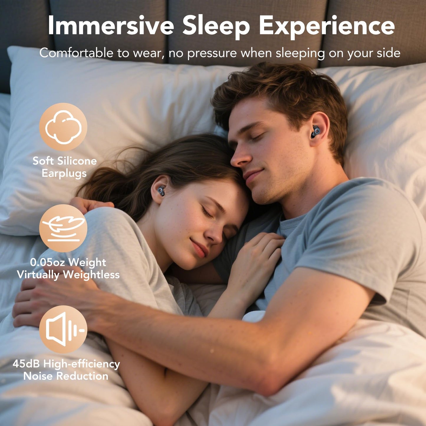 Ear Plugs for Sleeping Noise Cancelling 45dB, Concert, Soft and Reusable Silicone Hearing Protection Earplugs with 8 Eartips in 4 Sizes(XS/S/M/L), Carrying bag,for Sleeping,Concert,Working,Travelling