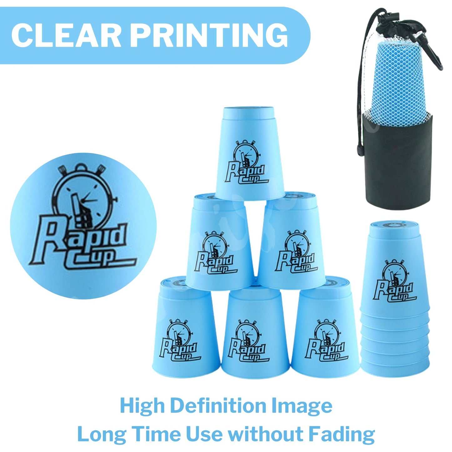 48Pcs Quick Stacking Cups, Top Grade Materials Low Friction Sports Stacking Set, Great Gift Idea for Challenge Competition Game Training (Blue & Green & Red & Purple)