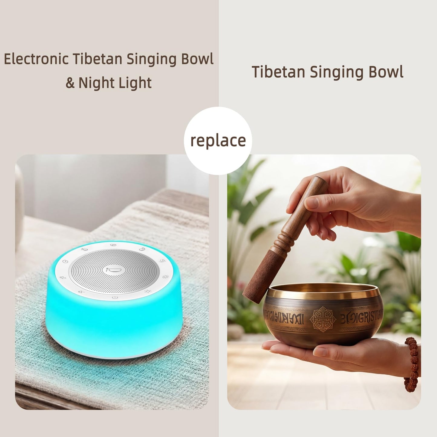 Tibetan Singing Bowls Machine - 11 Sound Bowls for Yoga, Meditation, Mindfulness, Healing, Chakra Healing and Stress Relief, Timer and Memory Features, Plug in