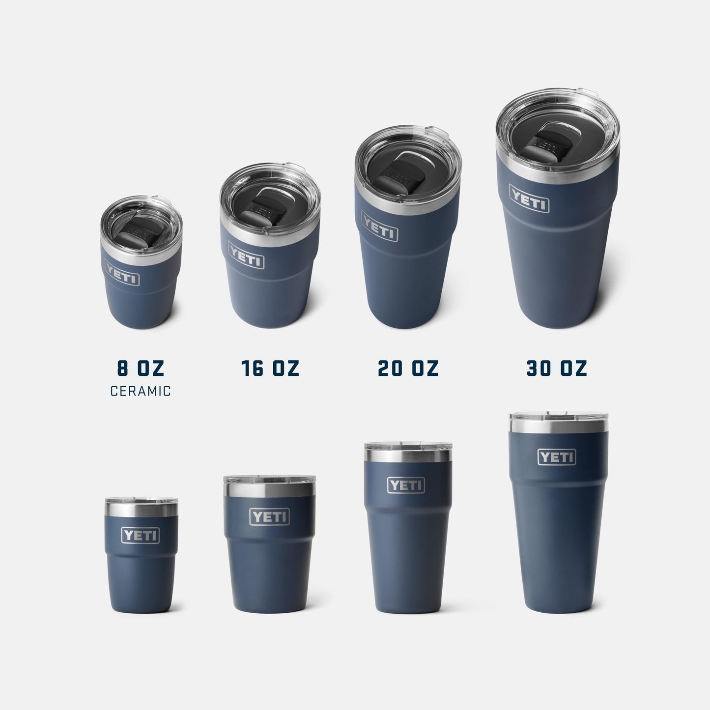 YETI Rambler 8 oz Insulated Coffee Mug with Lid - Stackable Double-Wall Vacuum Insulated Coffee Cup - DuraSip Ceramic Lining - Barista-Friendly Design - Stainless Steel - Dishwasher Safe, Navy