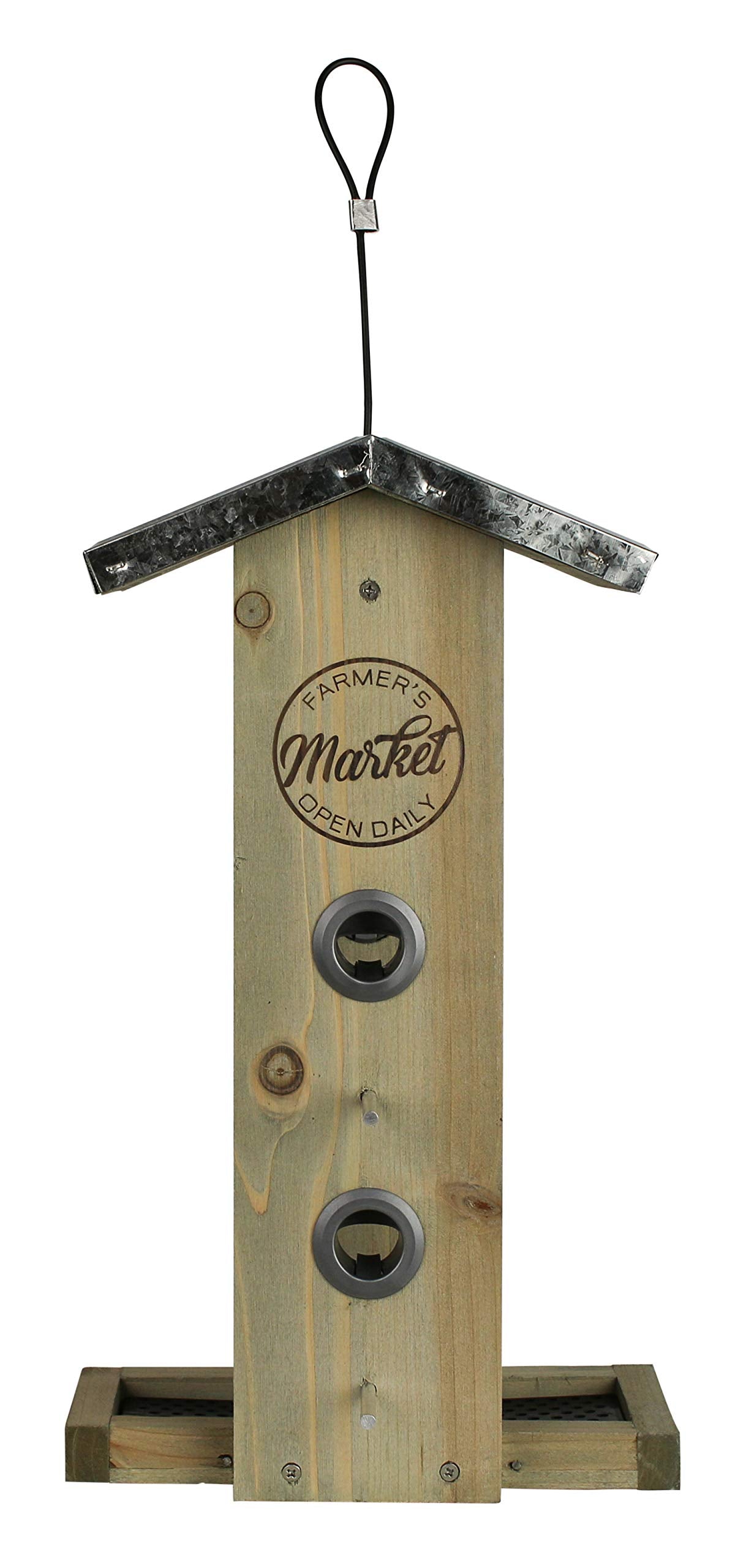 Wild Wings WWGF1-DECO Galvanized Weathered Vertical Cedar Bird Hopper Feeder
