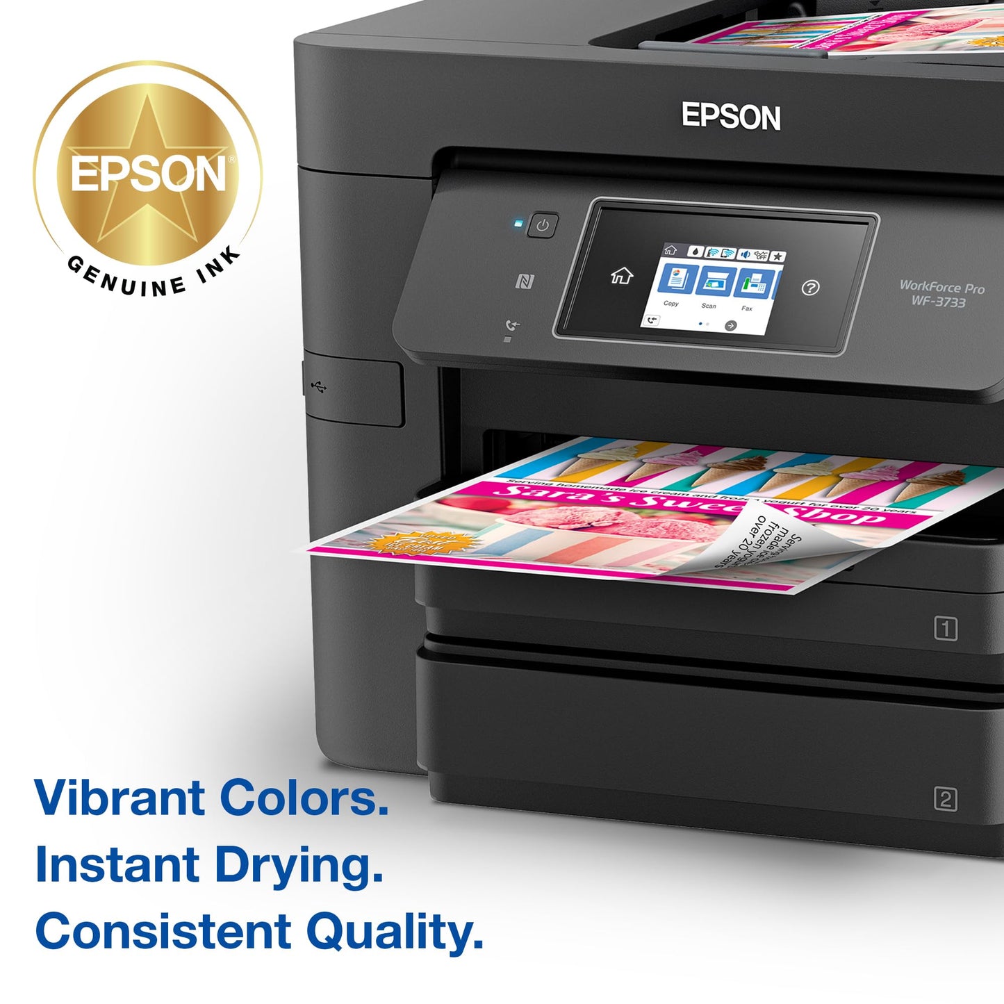 EPSON 702 DURABrite Ultra Ink Standard Capacity Black Cartridge (T702120-S) Works with Workforce Pro WF-3720, 3730, 3733