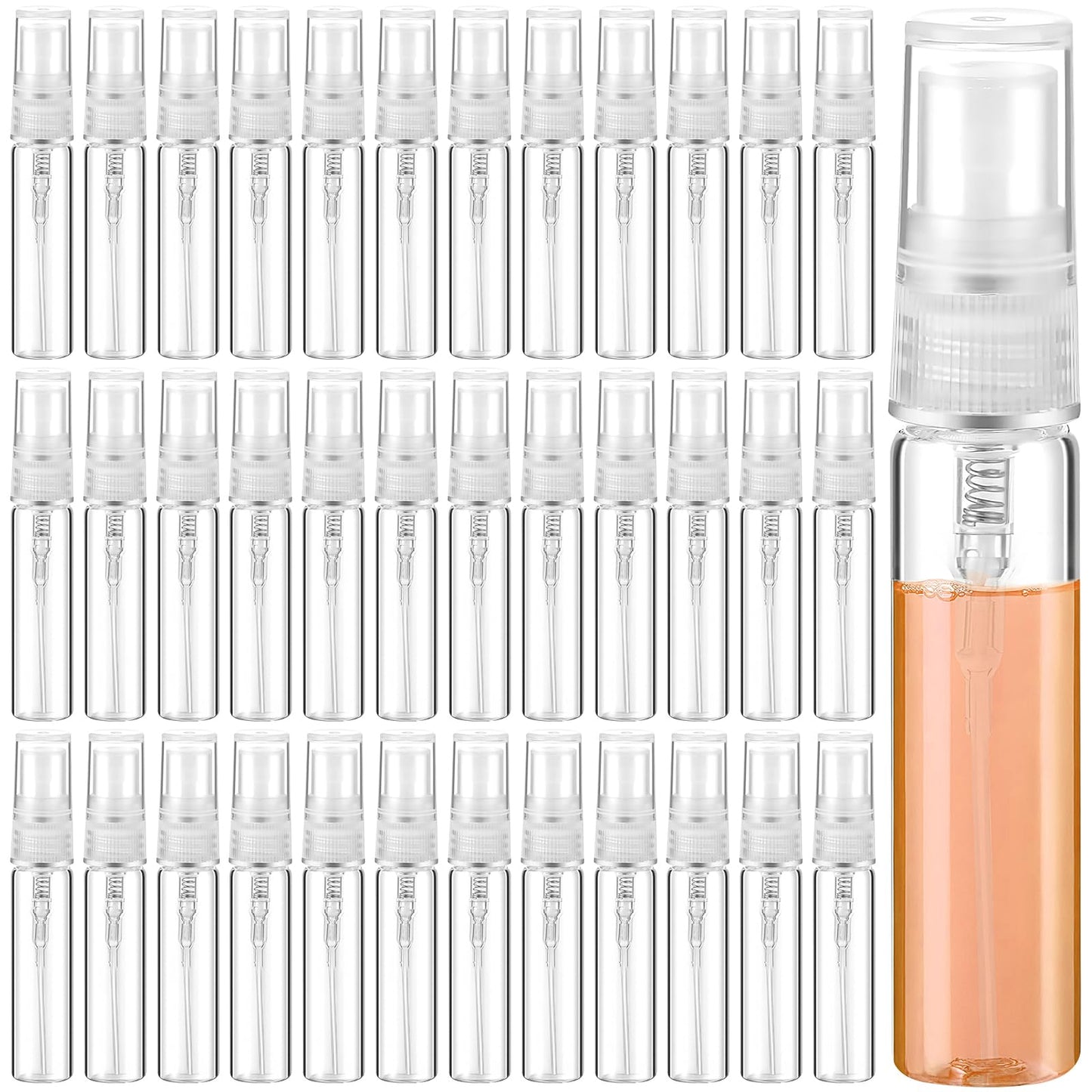 300 Pcs 5ml Mini Spray Bottles Clear Refillable Glass Perfume Bottles Fragrance Scent Sample Perfume Atomizer Glass Empty Travel Sprayer Pocket Dispenser Refillable Container