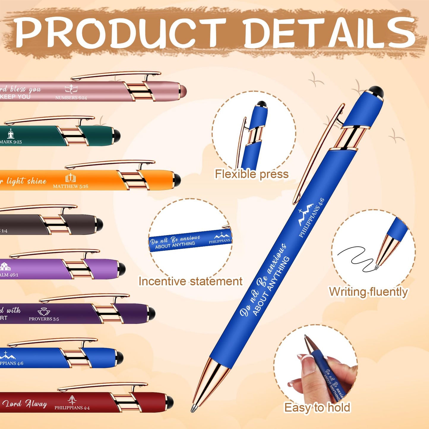 64 Pcs Christian Gift Bulk Include 16 Bible Verse Notebooks 16 Christian Pens 16 Religious Keychain and 16 Organza Bags Inspirational Bible Notepads Gift Set for Church School Supplies Easter Favor