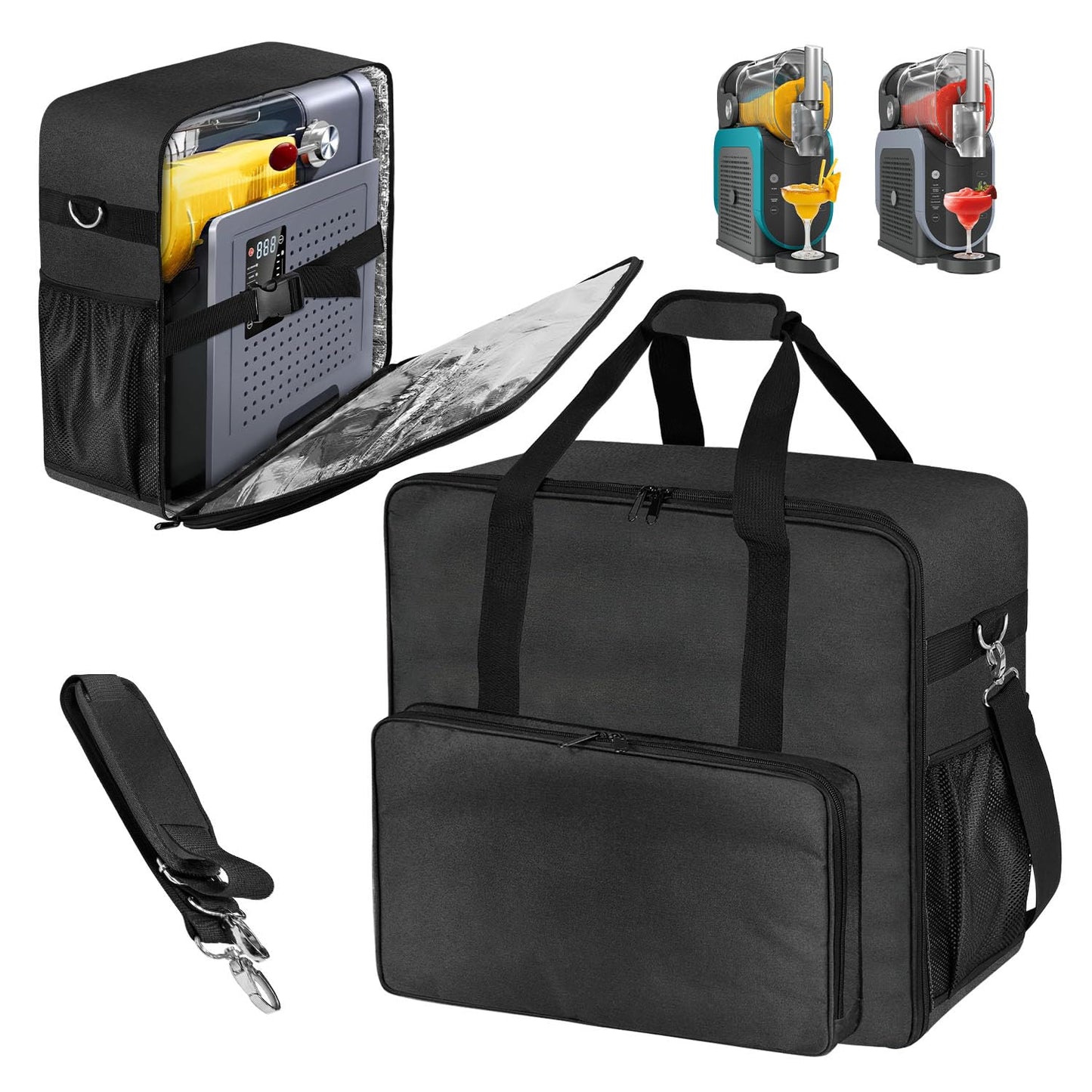 BOHEMIABY 2025Thermal Slushie Machine Carrying Bag, Large Portable Slushie Carrying Case for Ninjaa Fs301 & Fs300, Large Opening Design, Thick Padding, Removable Shoulder Strap, Accessory Bag (Black)