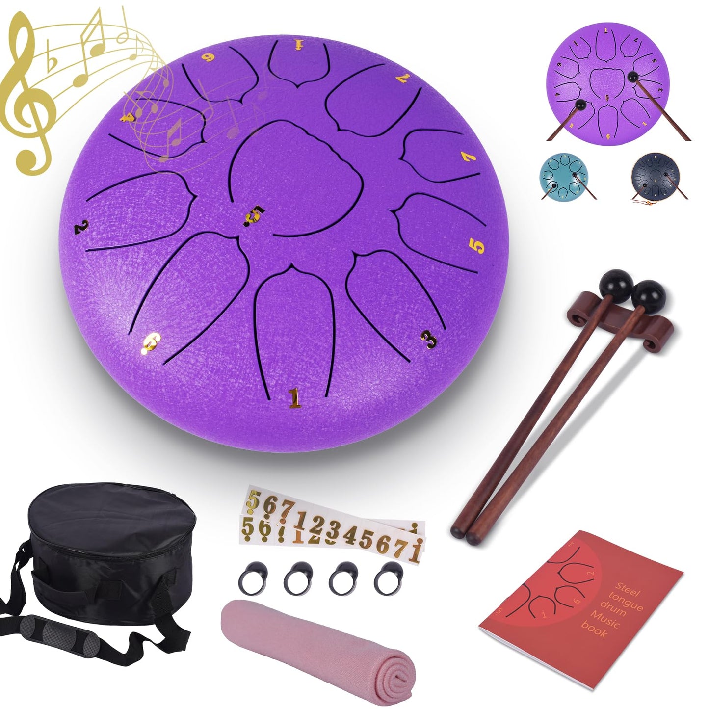 Steel Tongue Drum - 10 Inch 11 Note Tongue Drum - Hand Pan Drum(Lavender)