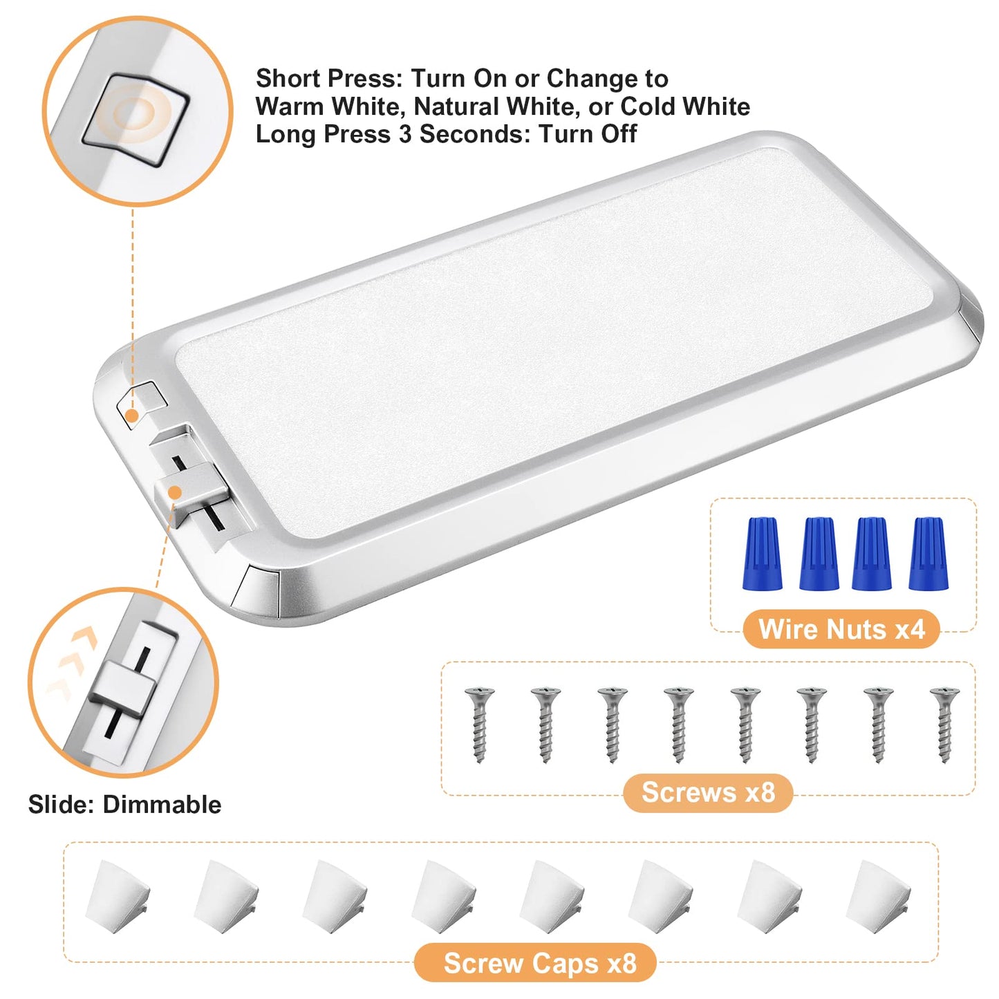 BlueFire 700LM RV LED Interior Lights, DC 10-30V 3000-6000K Dimmable Ceiling Dome Lights for Camper, LED RV Lighting Fixture with Dimmer Switch for Camper Motorhome Caravan Trailer Boat(2 Pack)