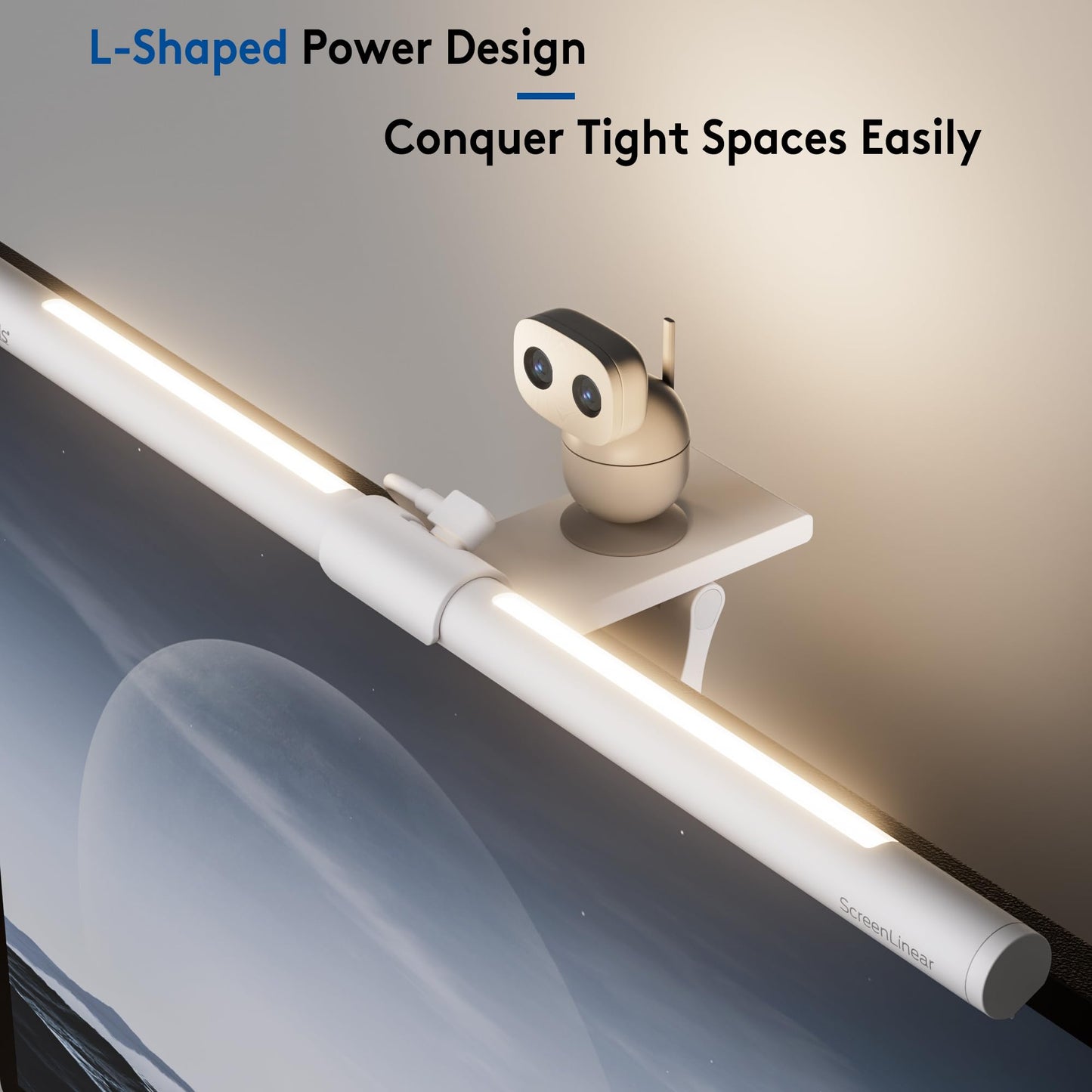 Quntis Monitor Light Bar 16'', Backlight & Camera Base, USB-Powered Space Saving Home Office Desk Lamp with Remote, Eye-Care No Glare Computer Light for Curved Gaming Monitors Reading Study, White