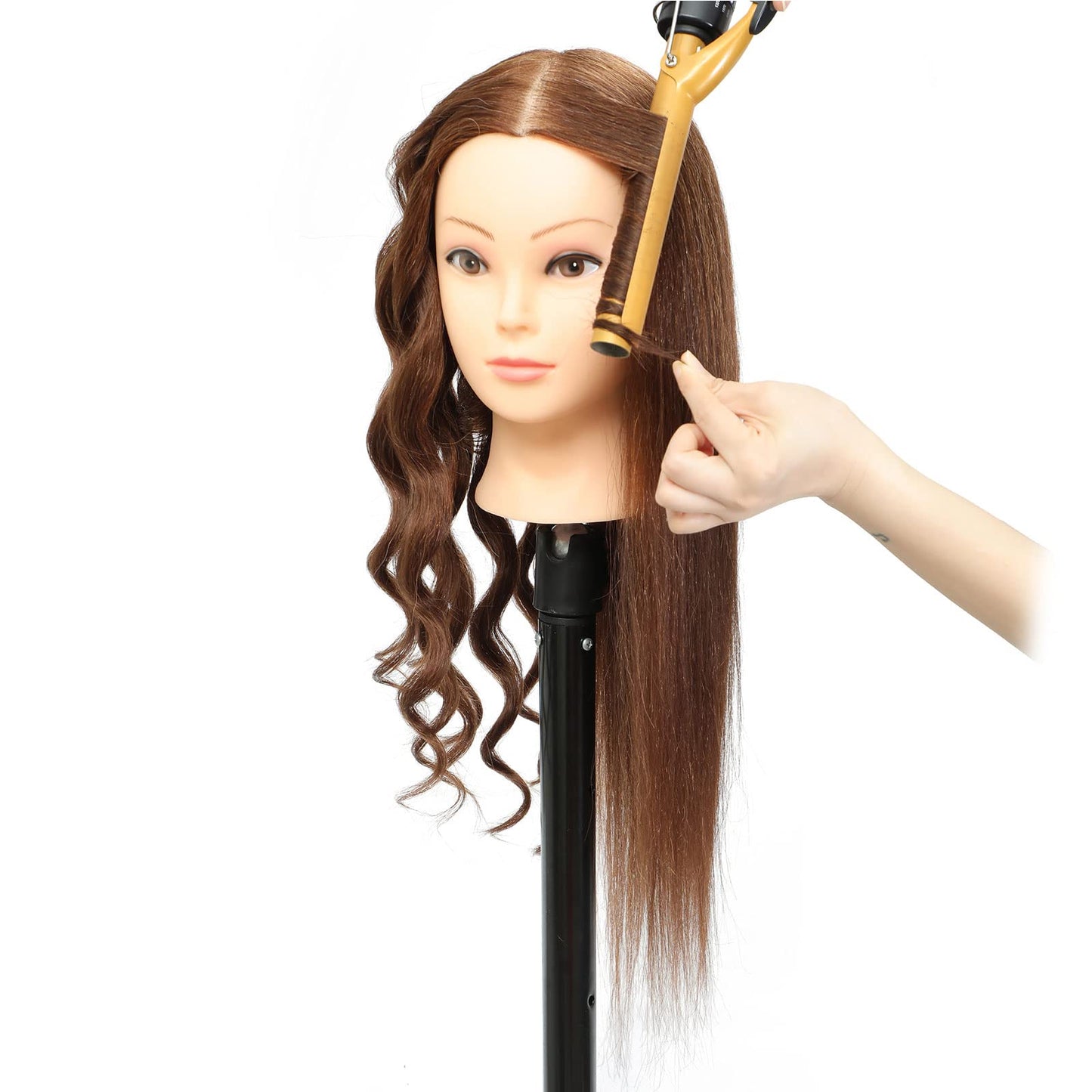 BLTYXT 20-22'' Mannequin Head with Real Human Hair Long Straight Hair Hairdressing Practice Training Head Cosmetology Hair Styling Head