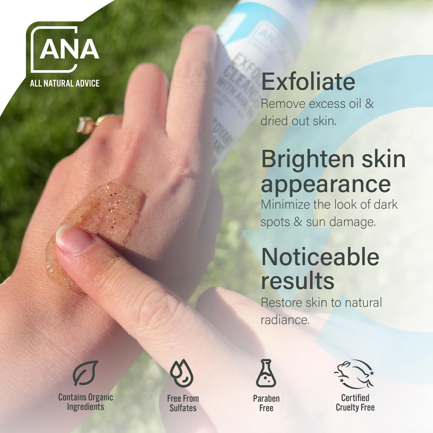 All Natural Advice Exfoliating Cleanser, 118 mL with Organic Botanicals, AHA BHA Exfoliant, Glycolic Acid, Salicylic Acid, MSM & Aloe | Exfoliating Face Wash & Pore Minimizer | Canadian Skin Care