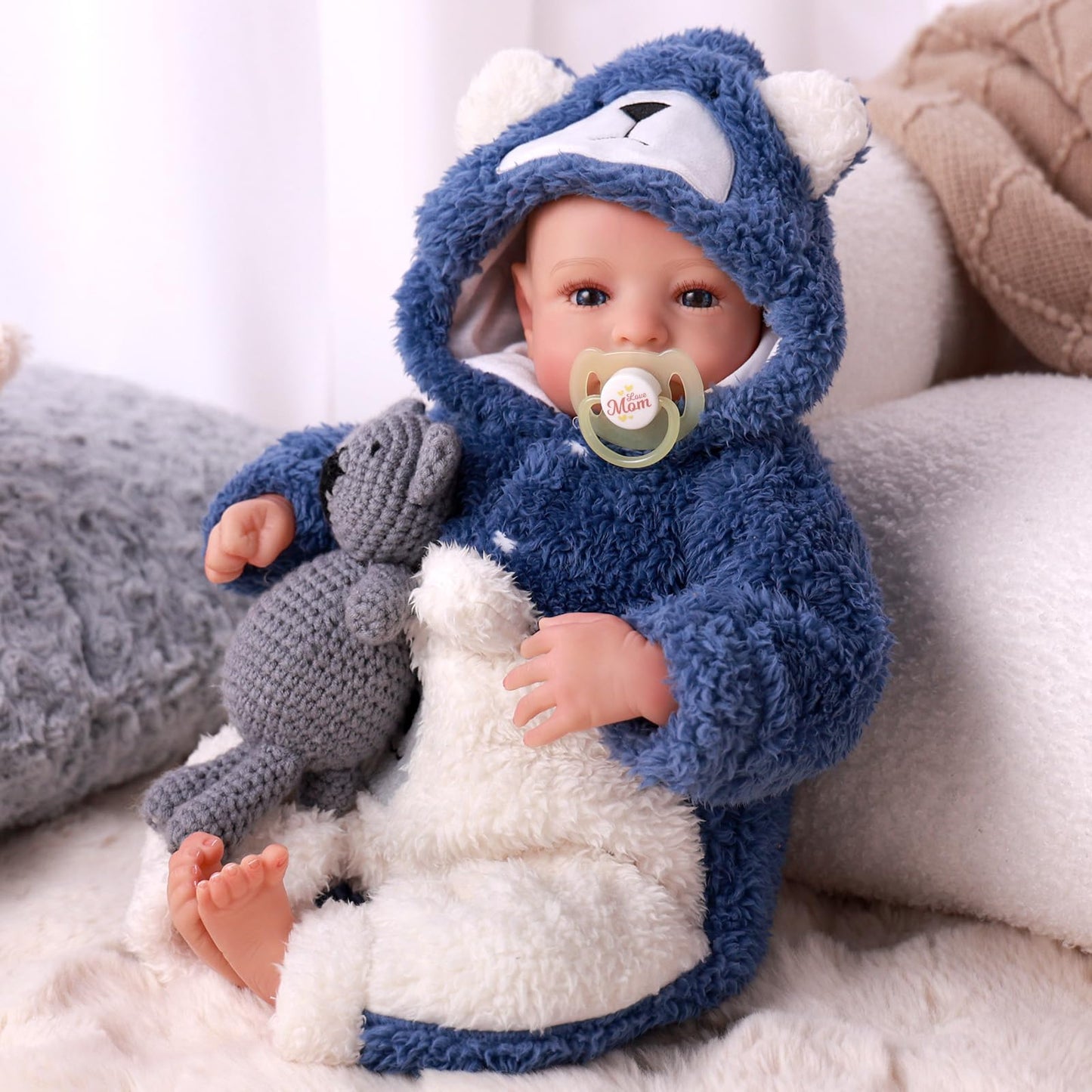 BABESIDE Lifelike Reborn Baby Doll Boy - Aiden 20 Inch Handmade Realistic Baby Doll Soft Body Lifelike Baby Dolls with Toy & Gift Box for Kids