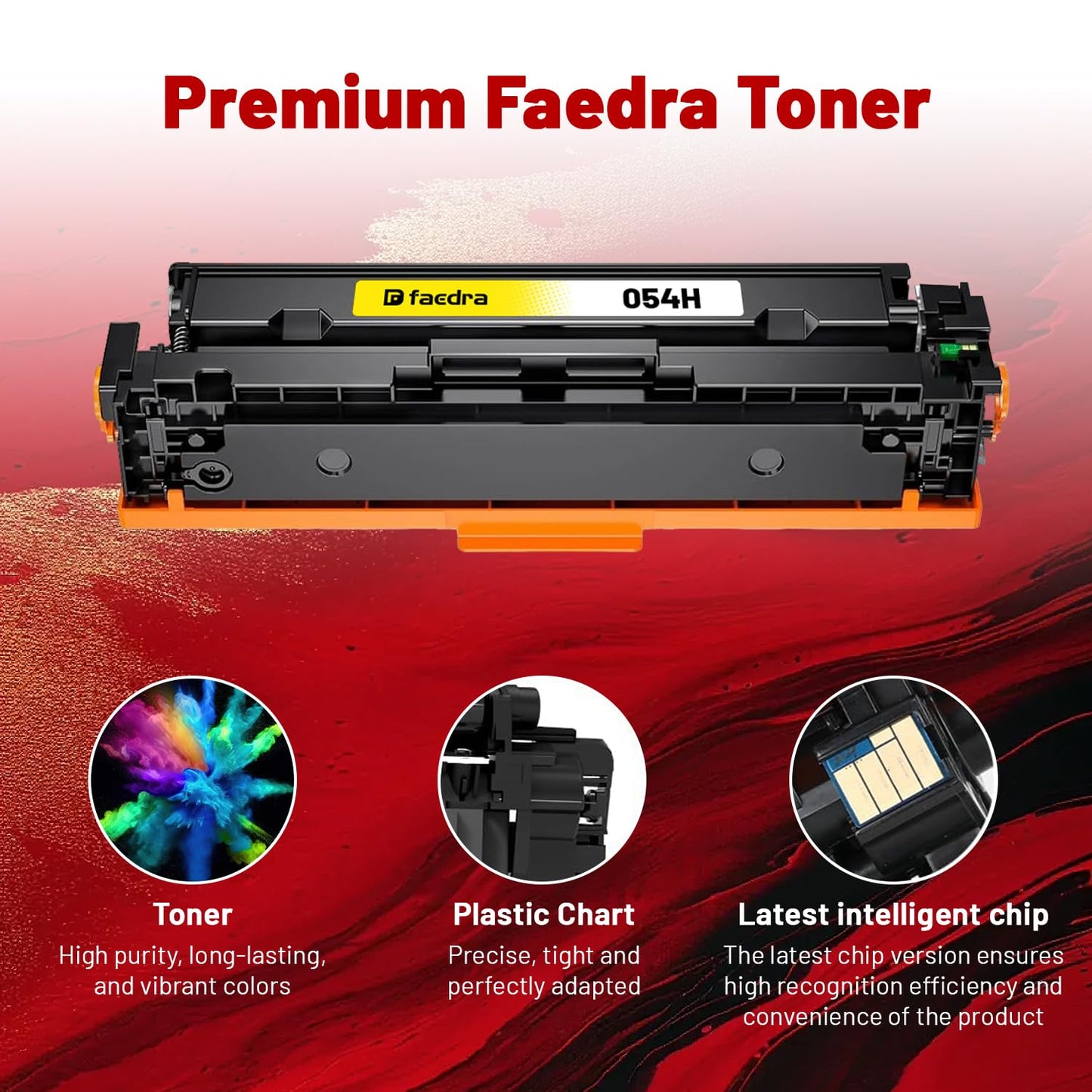 Faedra 054H Toner Cartridges (with Chip) Replacement for Canon 054H 054 H CRG-054 Toner Cartridges for Canon MF642Cdw Color imageCLASS MF644Cdw LBP622Cdw MF641Cdw Toner, 4-Pack