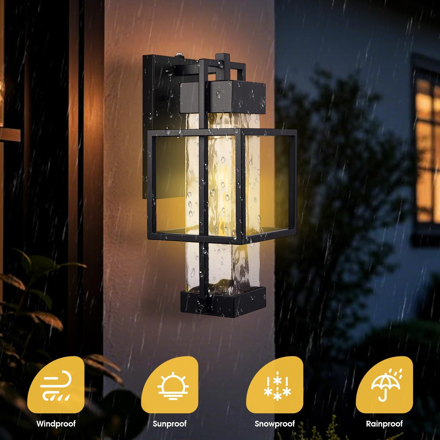 Dusk to Dawn Outdoor Wall Light, Waterproof Exterior Wall Sconce for Porch, Garage & Garden - Bulb Included (Metal Cage Design)