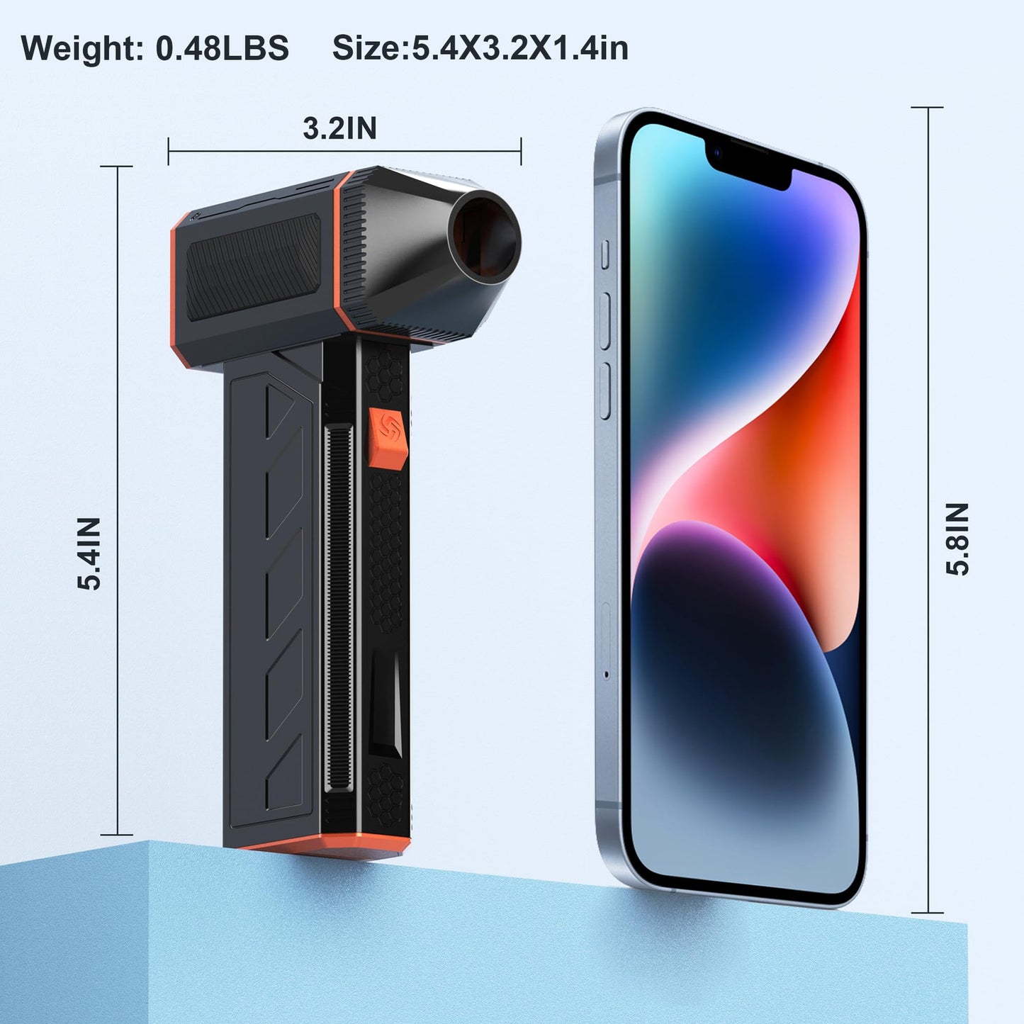 CCV Compressed Air Duster - 130000RPM Electric Air Duster for Cleaning Keyboard&PC 3 Gears Adjustable Rechargeable Cordless Jet Dry Blower Air Blower for Car and Home