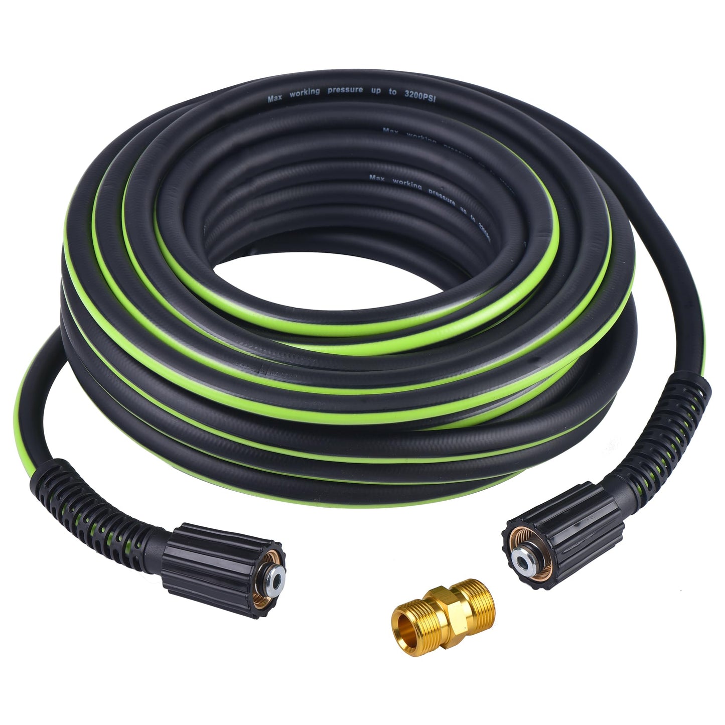 Pressure Washer Hose 1/4" × 50FT - 3200 PSI Heavy Duty Power Washer Replacement with M22-14mm Brass Fittings Kink-Resistant Flexible Water Hose for Electric & Gas Washers