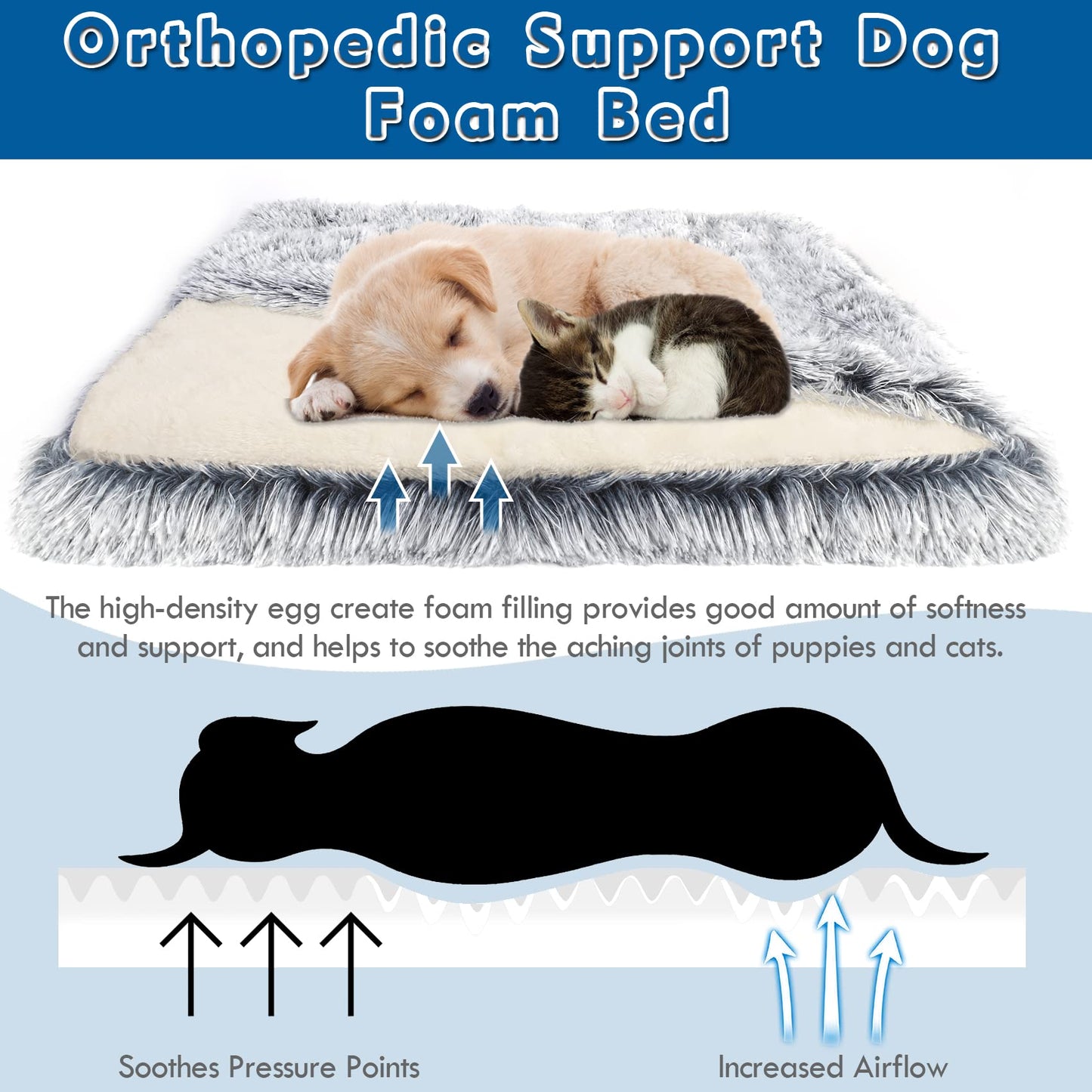 Dog Bed with Cover Cave, Orthopedic Dog Bed with Blanket, 33.5 * 27.6'' Rectangle Pet Crate Cozy Cuddler Mat, Anti-Anxiety Memory Foam Calming Pad for Puppy Cat with Removable Washable Cover