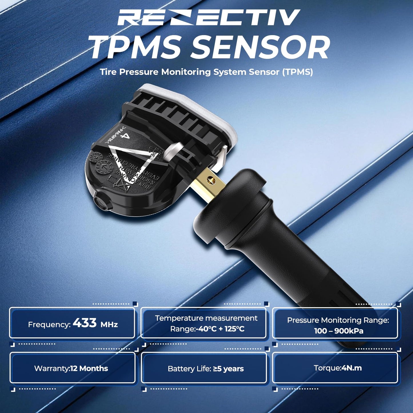 TPMS Sensor,4pcs 433MHz Tire Pressure Monitor Sensors Compatible with Chevy Cadillac Buick GMC Replace OE# 13598773,13516165