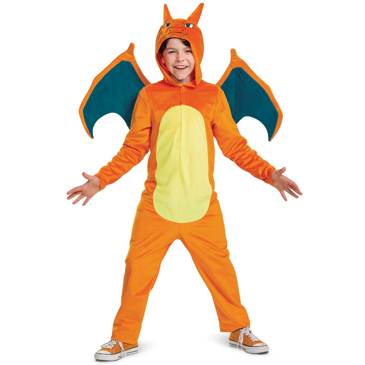 Charizard Costume for Kids, Official Pokemon Costume Hooded Jumpsuit, Child Size Large (10-12)