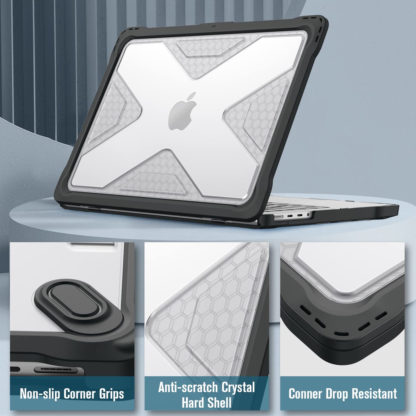 Fintie Case for MacBook Pro 14 Inch A3426 A3427 A3434 A3401 A3185 A3112 A2992 A2918 A2779 A2442 with M5 M4 M3 M2 M1 Chip (2021-2026) - Heavy Duty Rugged Hard Shell Cover, Clear