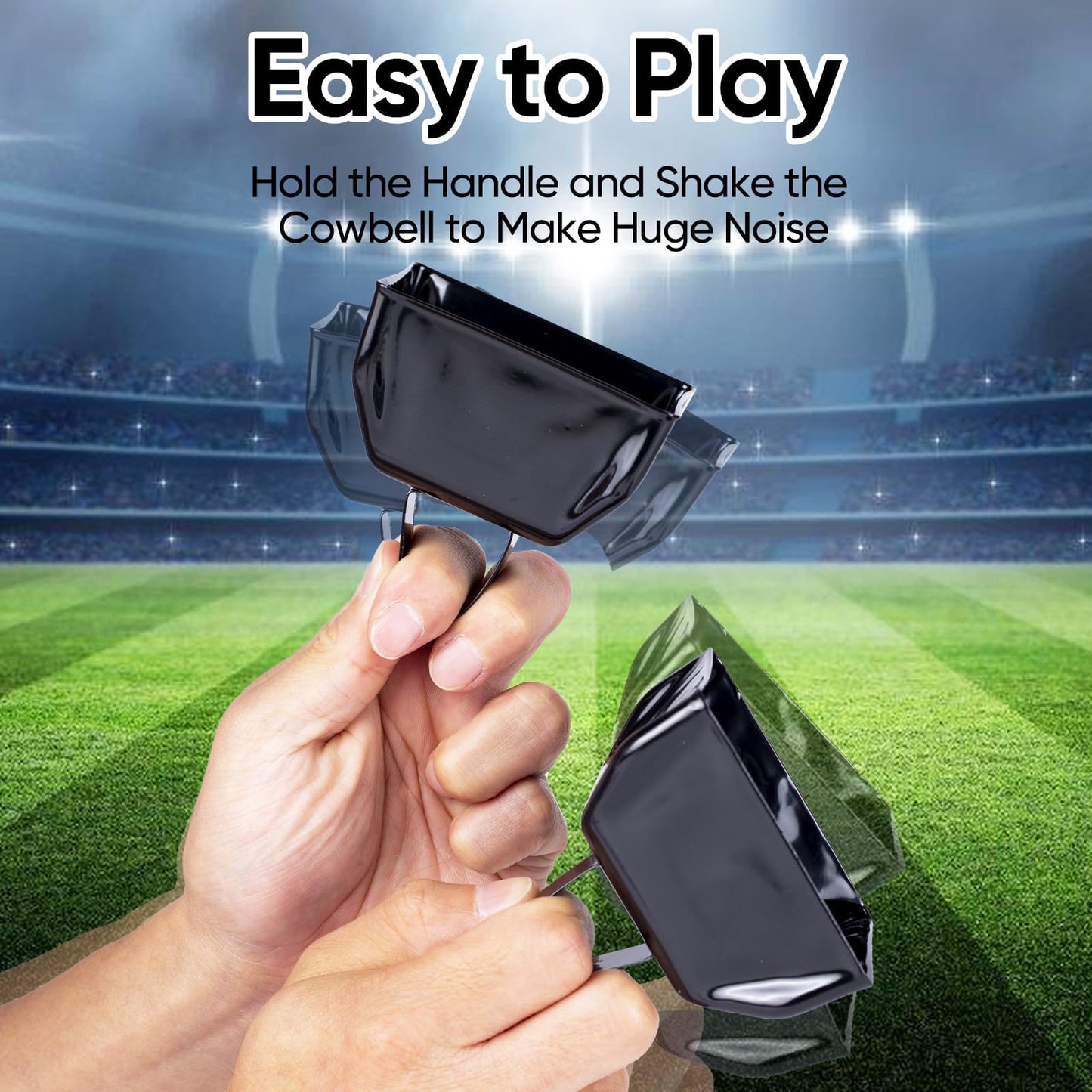 Cow Bells Noise Makers Black Cheering Bell for Sporting Events: 12 Pcs Metal Cowbells with Handle - Small Loud Bell Bulk Hand Percussion for Football Games Graduation Weddings