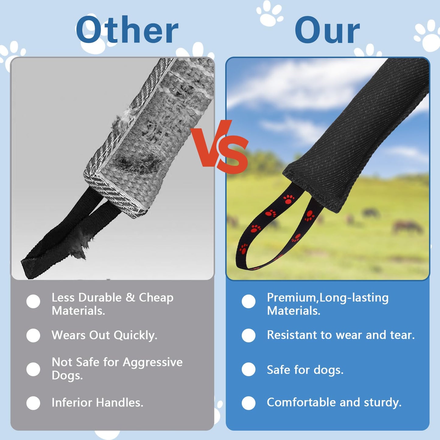 BELEFU 2 Pack Tug of War Dog Toy, Interactive Dog Bite Pillow with 2 Long Handles, Puppy Pull Toy for Large Medium Small Pet Outdoor Chew Training Equipment (Black+Yellow)